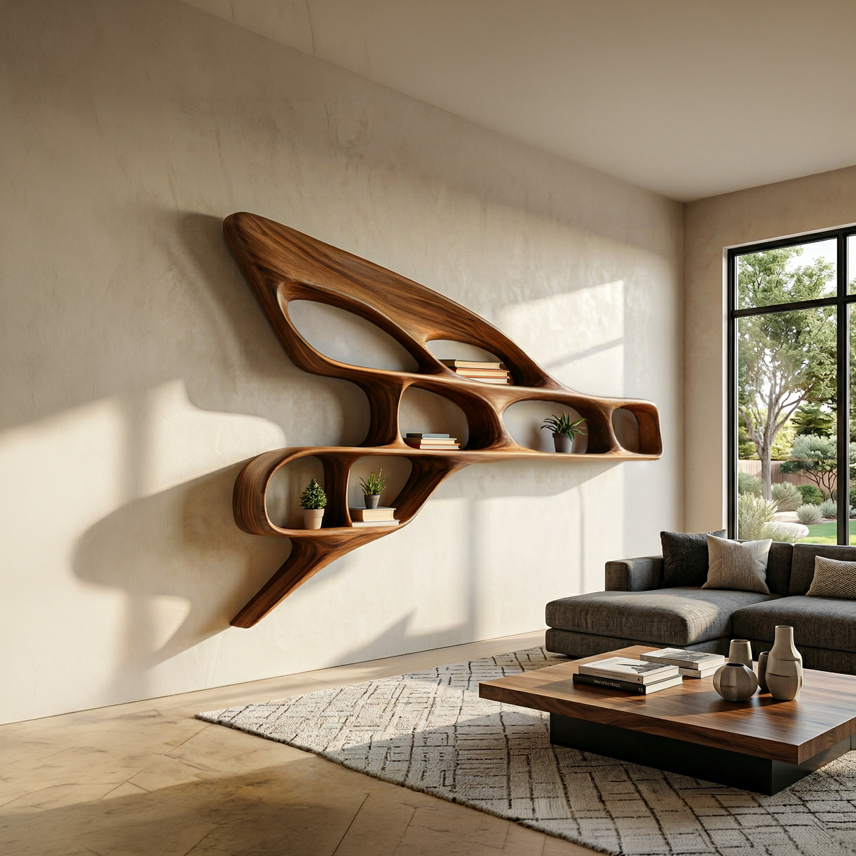 Organic Wooden Wall Bookshelf For Luxury Interior RTTHTTBS146