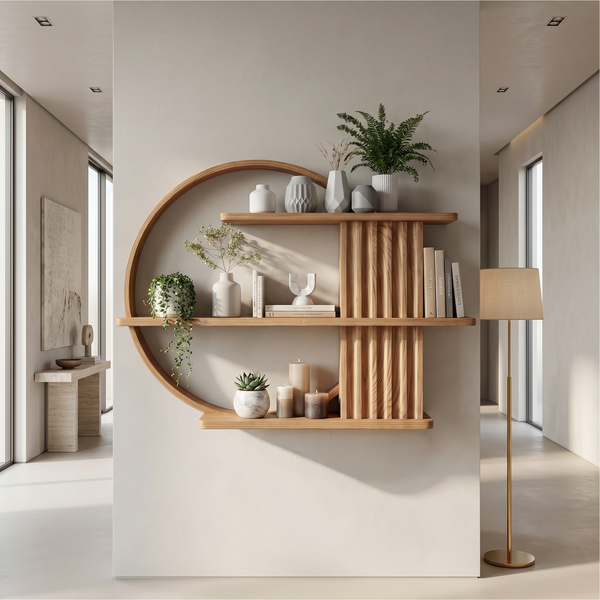 Japandi Minimal Display Shelf Living Room And Reading Room SINLSAFL232