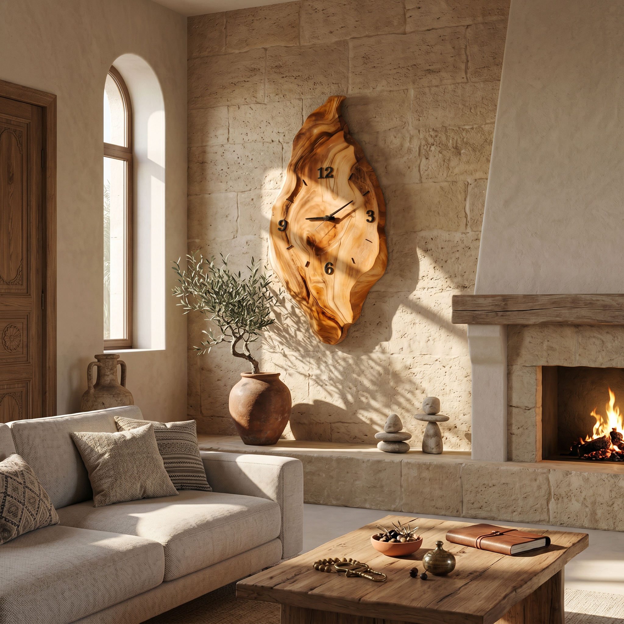 Rustic Wall Clock With Live Edge Design For Bedroom SITHTTWAC002