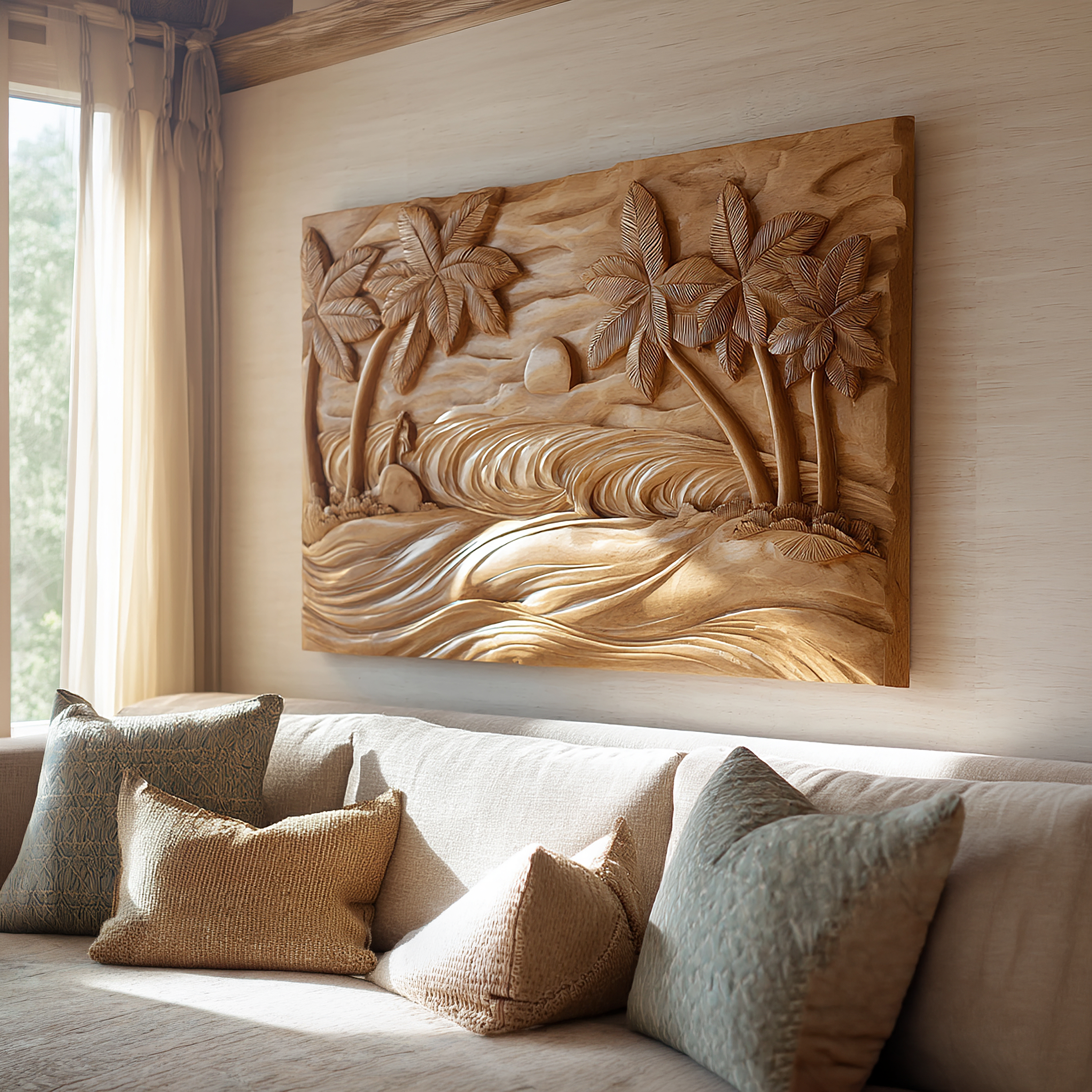 Round Ocean Wave Wood Wall Art For Luxury Coastal Interiors SILDTTRWA068