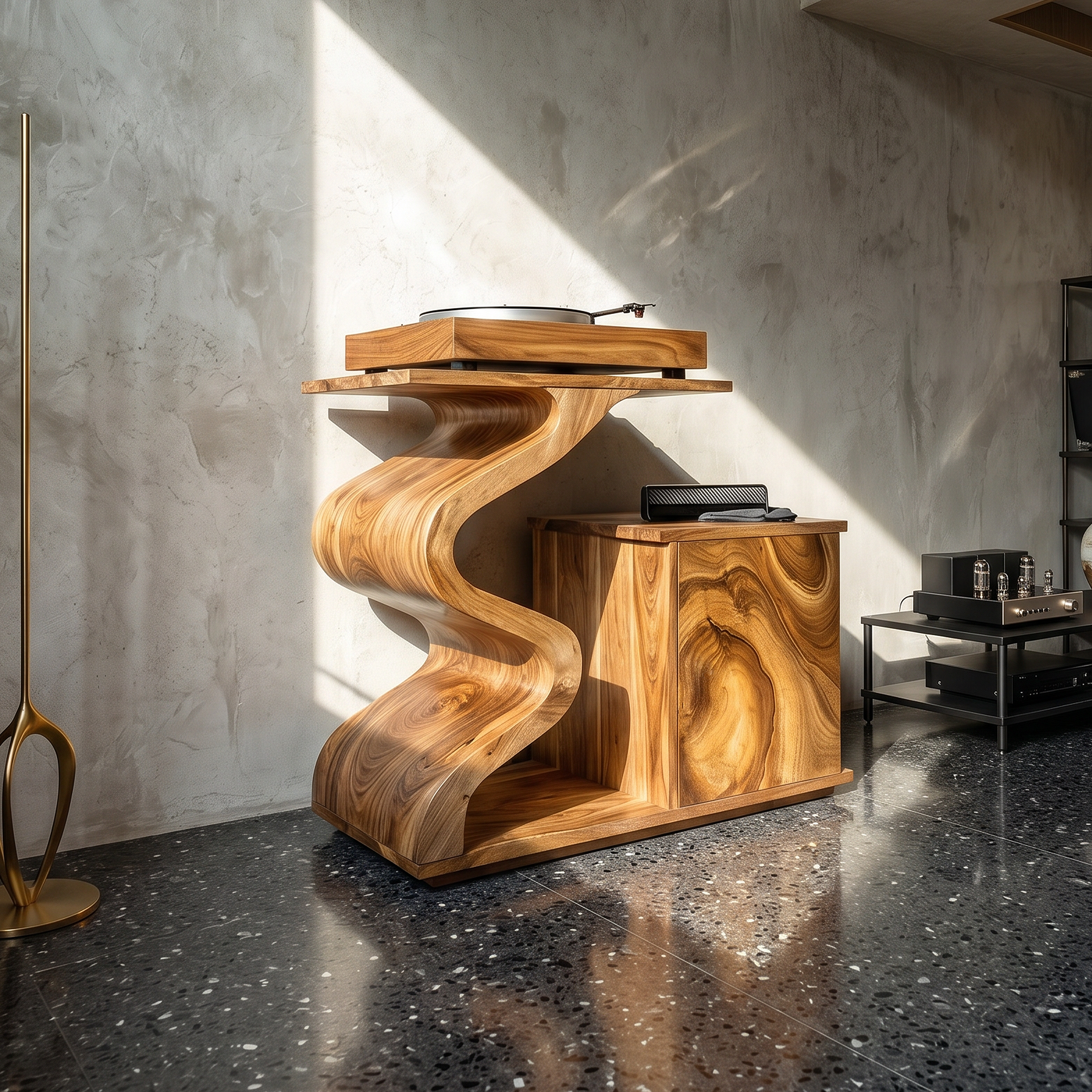Modern Sculptural Turntable Stand Audio Lounge SILDTTRRPT041