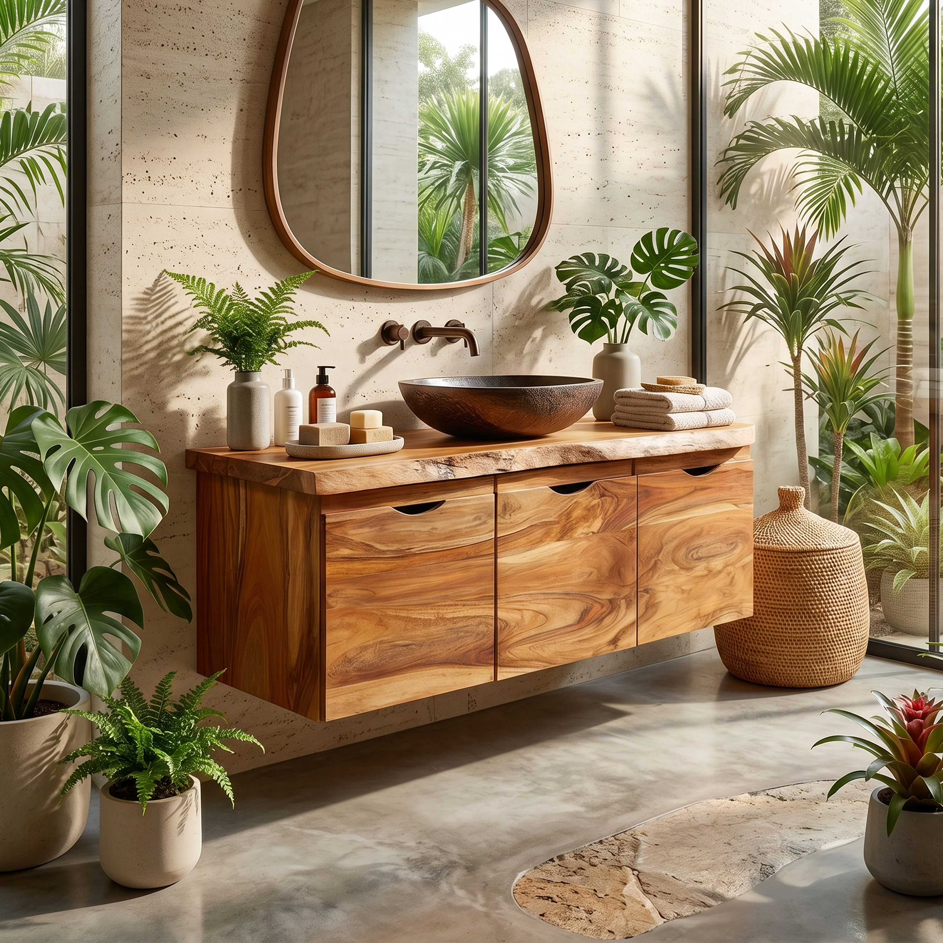 Minimalist Double Sink Vanity Garden Bathroom SILDTTRBRV180