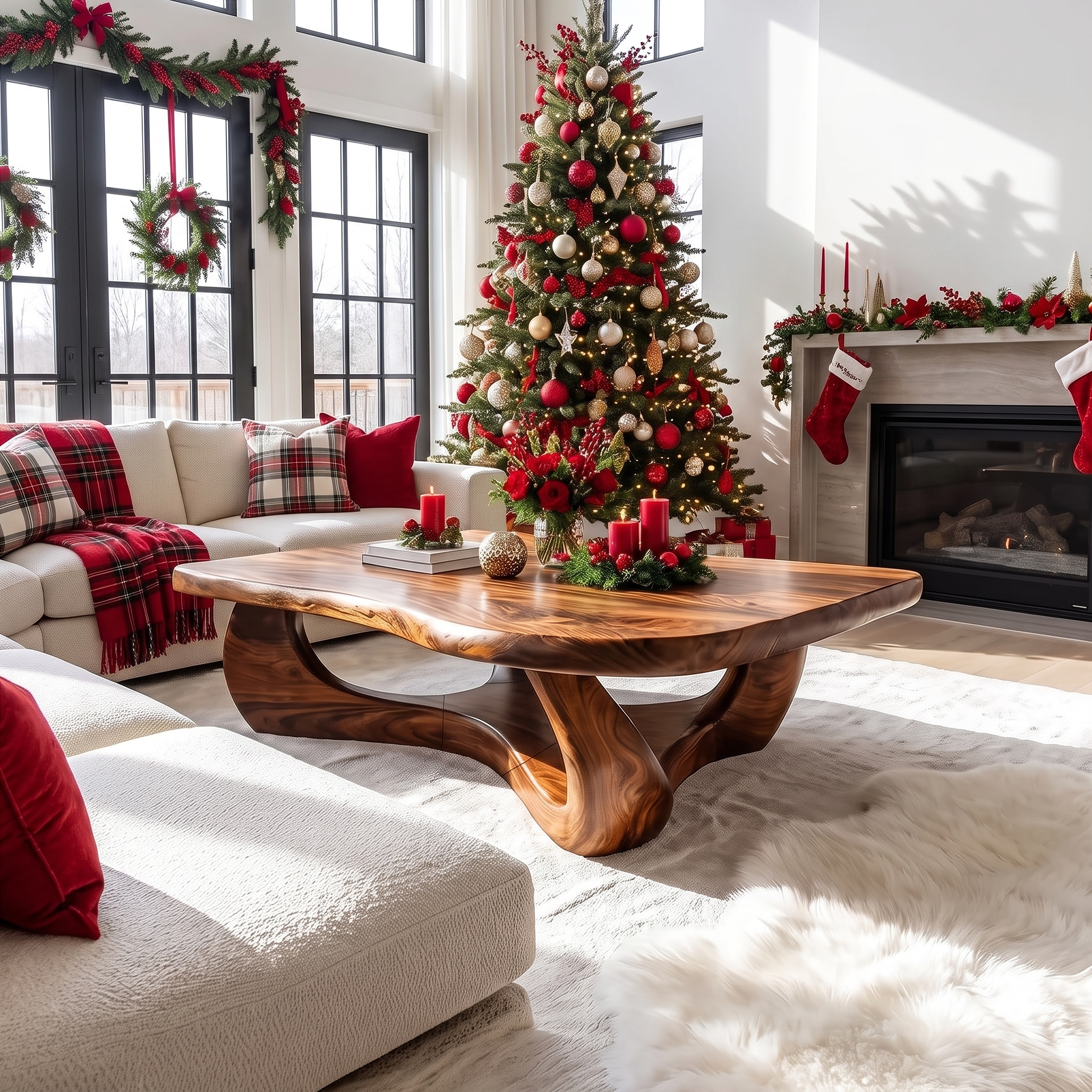 Rustic Wooden Live Edge Coffee Table For Holiday Home Furniture SILDTTRCCF017