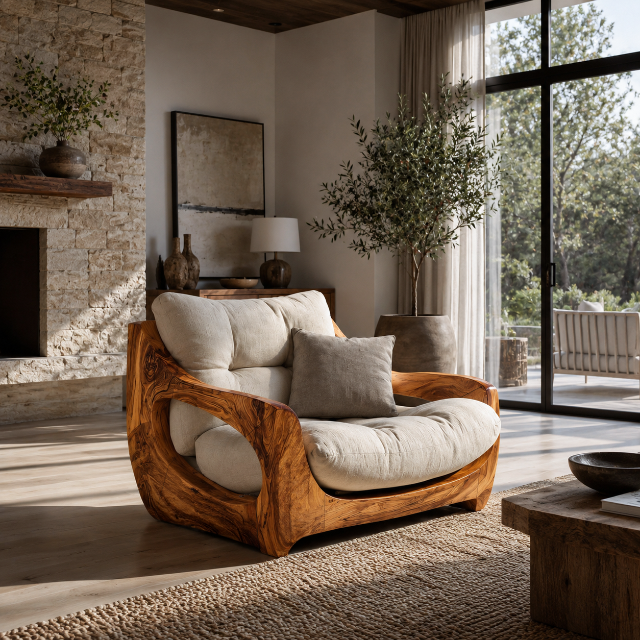 Modern Organic Lounge Seating With Carved Form For Living Room RTTHTTACC010