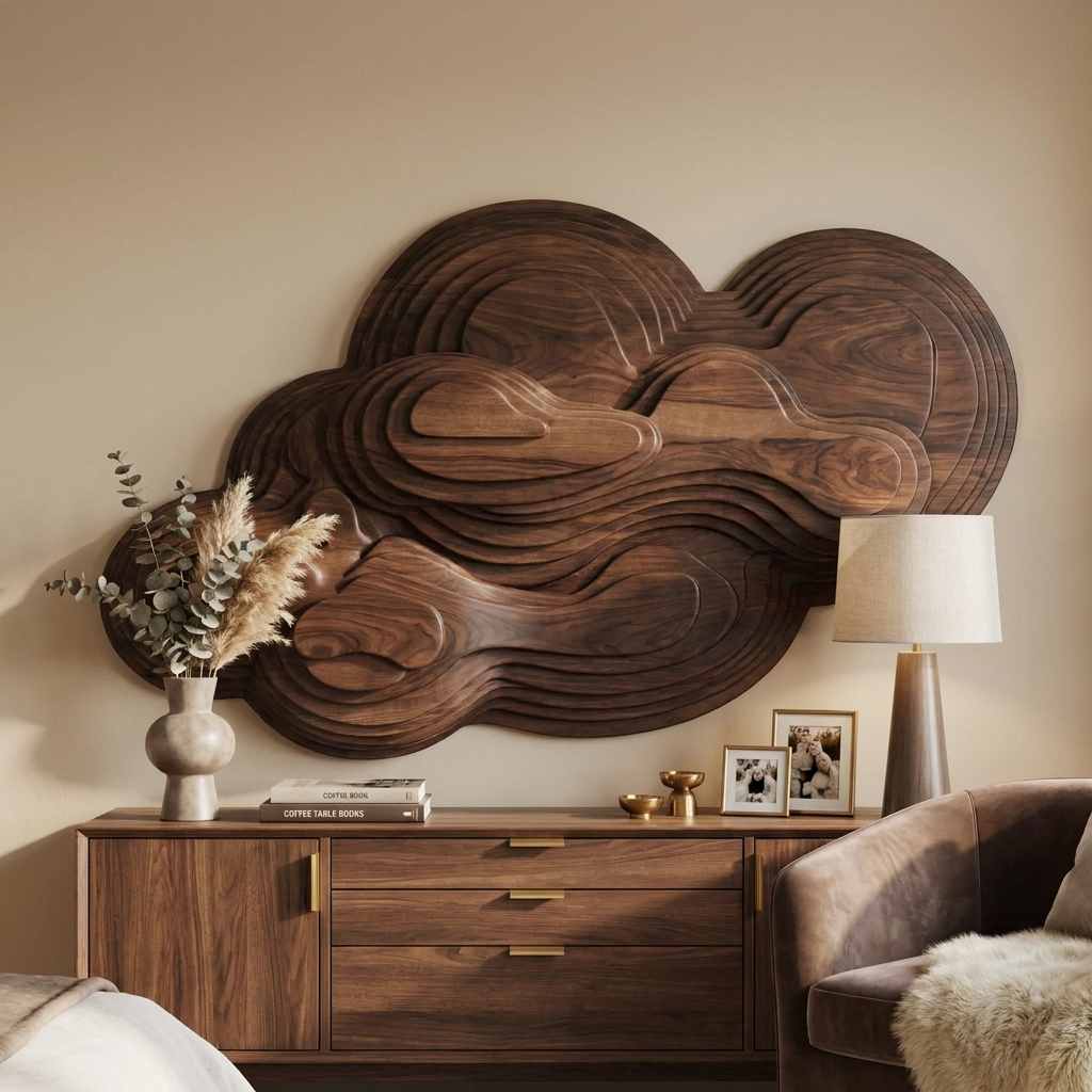 Organic Cloud Wall Sculpture With Layered Design For Bedroom SITHTTWA007