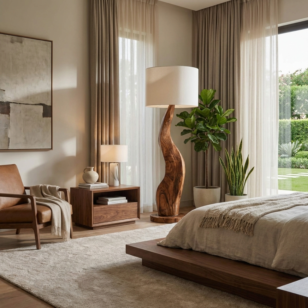 Modern Sculptural Floor Lamp With Curved Base For Bedroom SITHTTLAM019