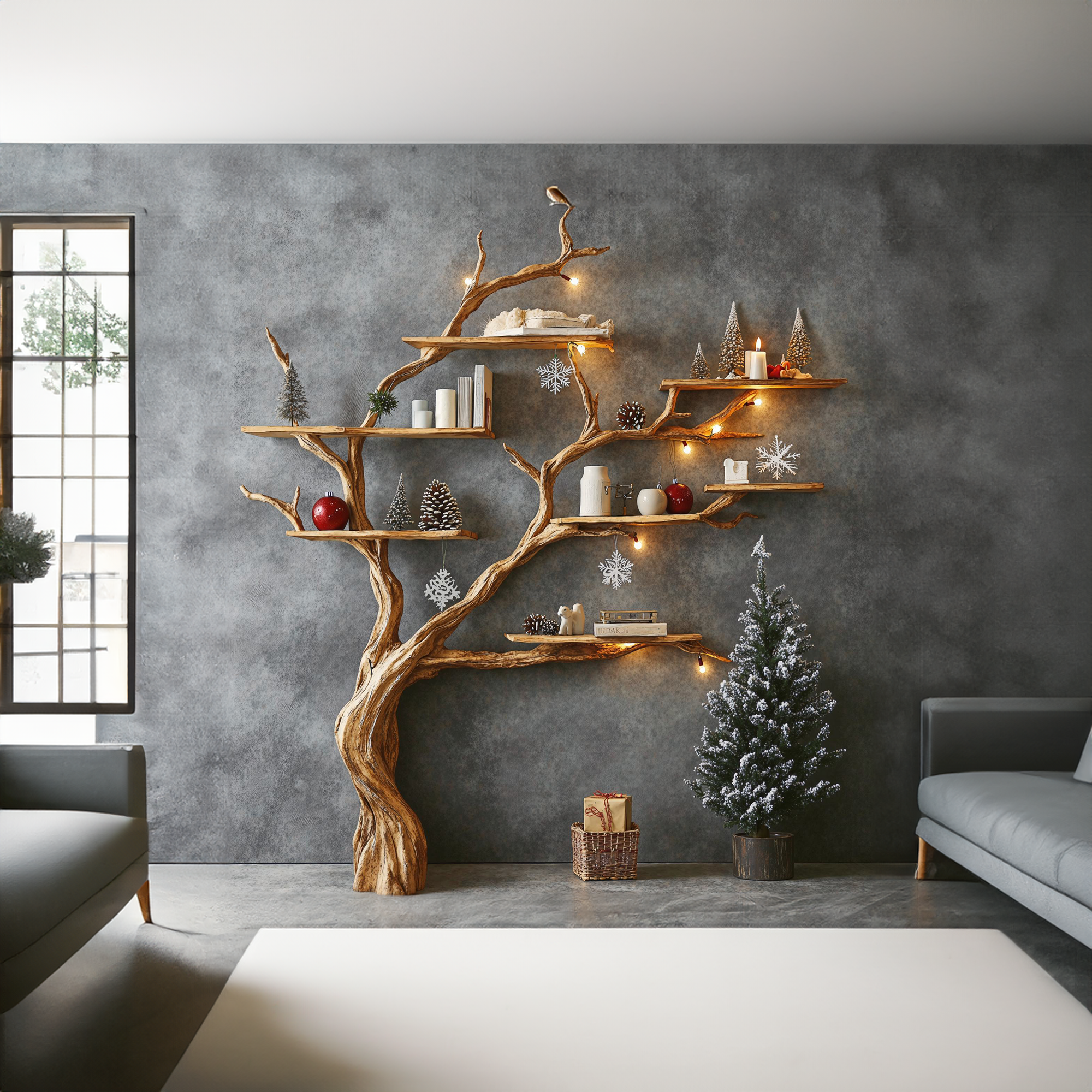 Tree Branch Floating Shelf Solid Wood Live Edge SINLTB081