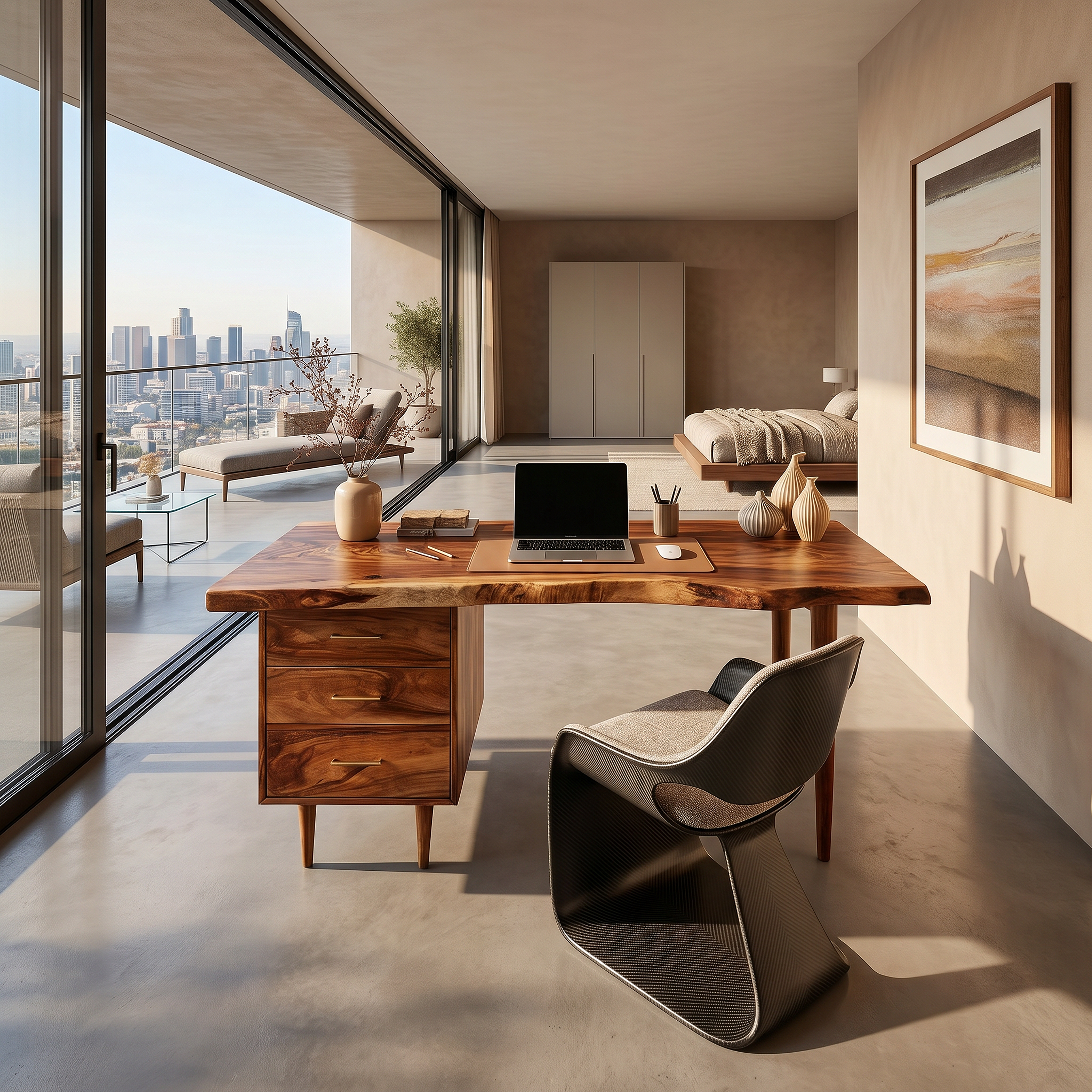 Luxury Office Desk With Open Shelf For High Rise Office SILDTTRDE017