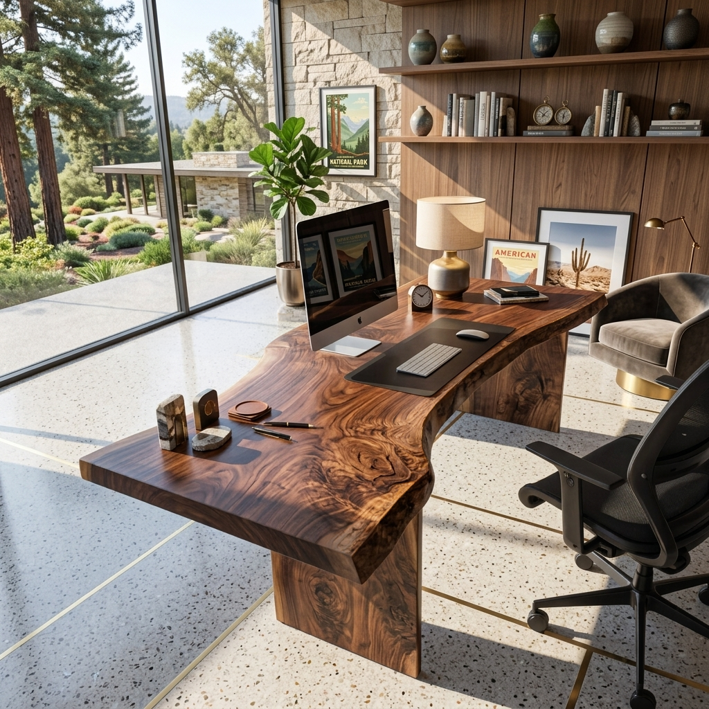 Modern Organic Curved Office Desk For Executive Or Creative Workspace SITHTTDE026