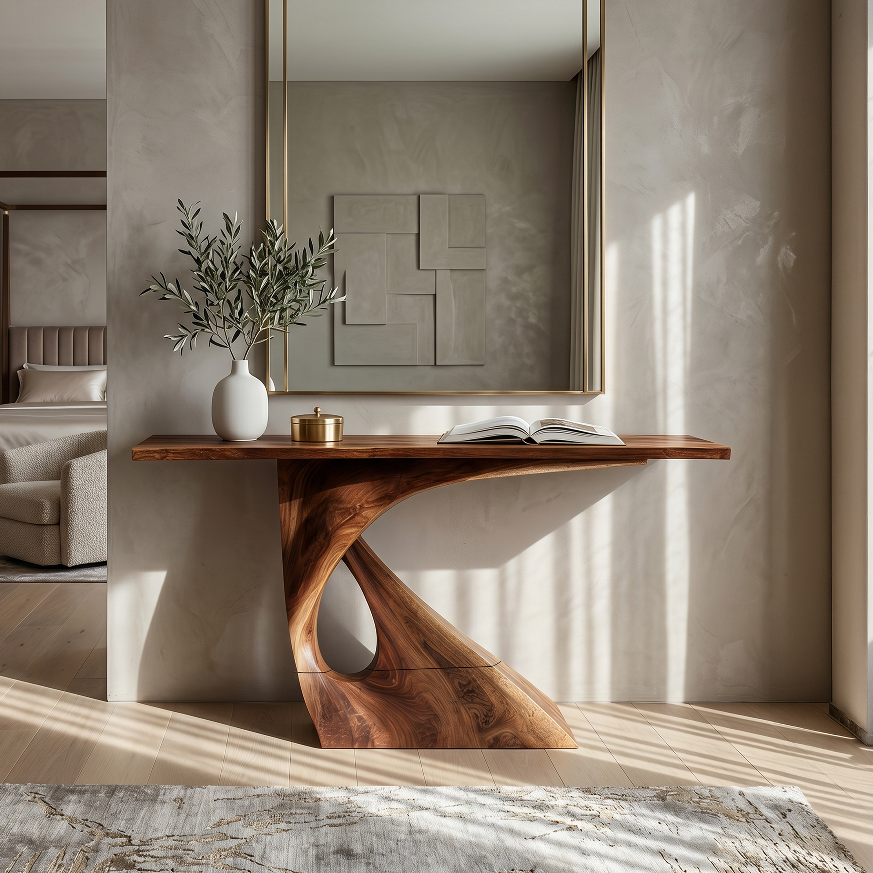 Mid Century Raw Edge Entry Table For Luxury Suite Interior SILDTTNCS134