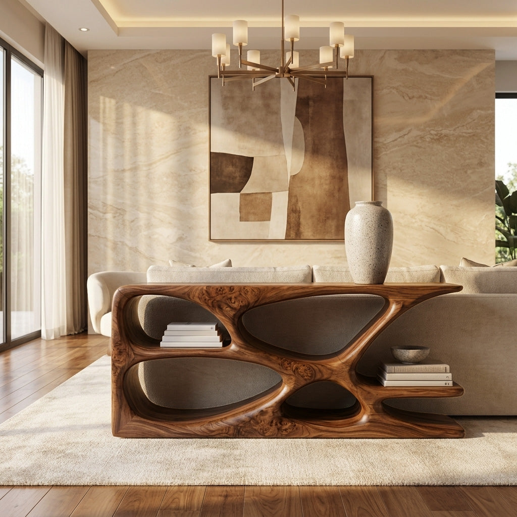Minimalist Natural Wood Console Table For Living Space RTTHHNCS037