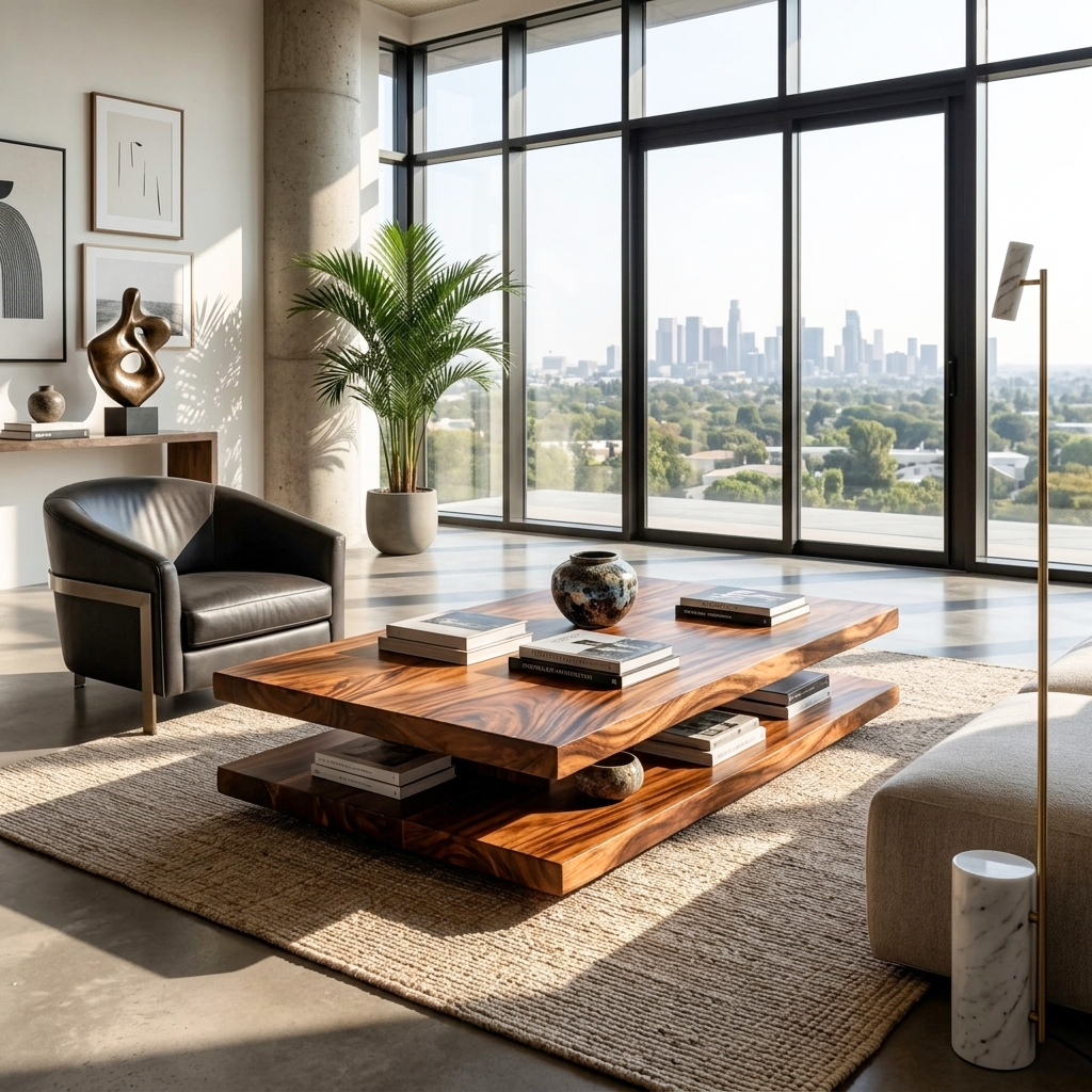 Elegant Wooden Coffee Table Two Layers For Living Room RTTHTTCF009