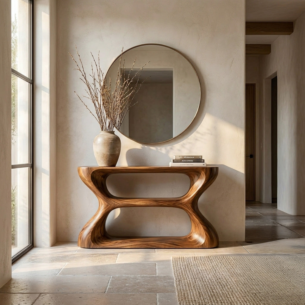 Organic Style Natural Wood Console Table For Living Room RTTHHNCS046