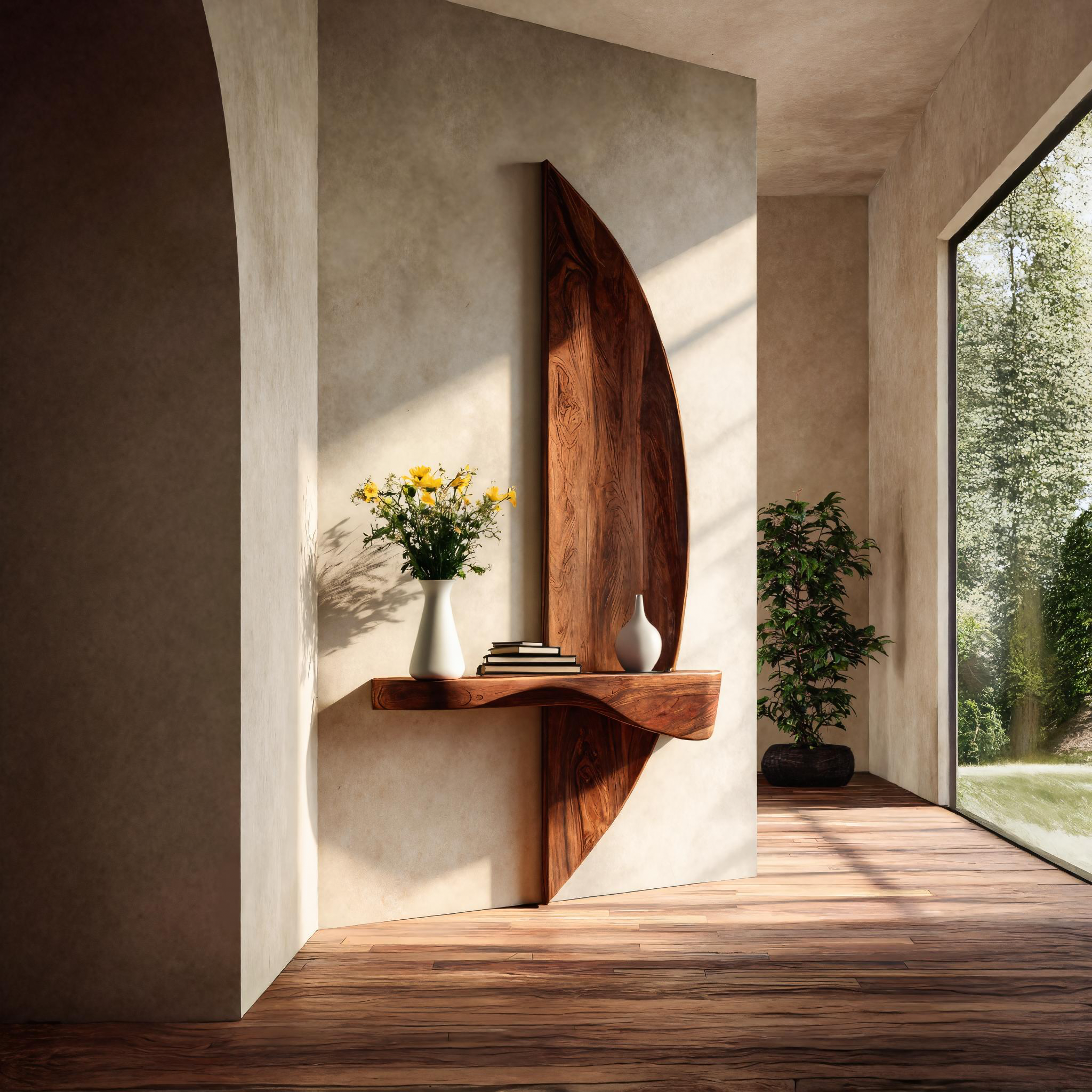 Contemporary Floating Shelf Sculptural For Entryway RTTHTTFL012