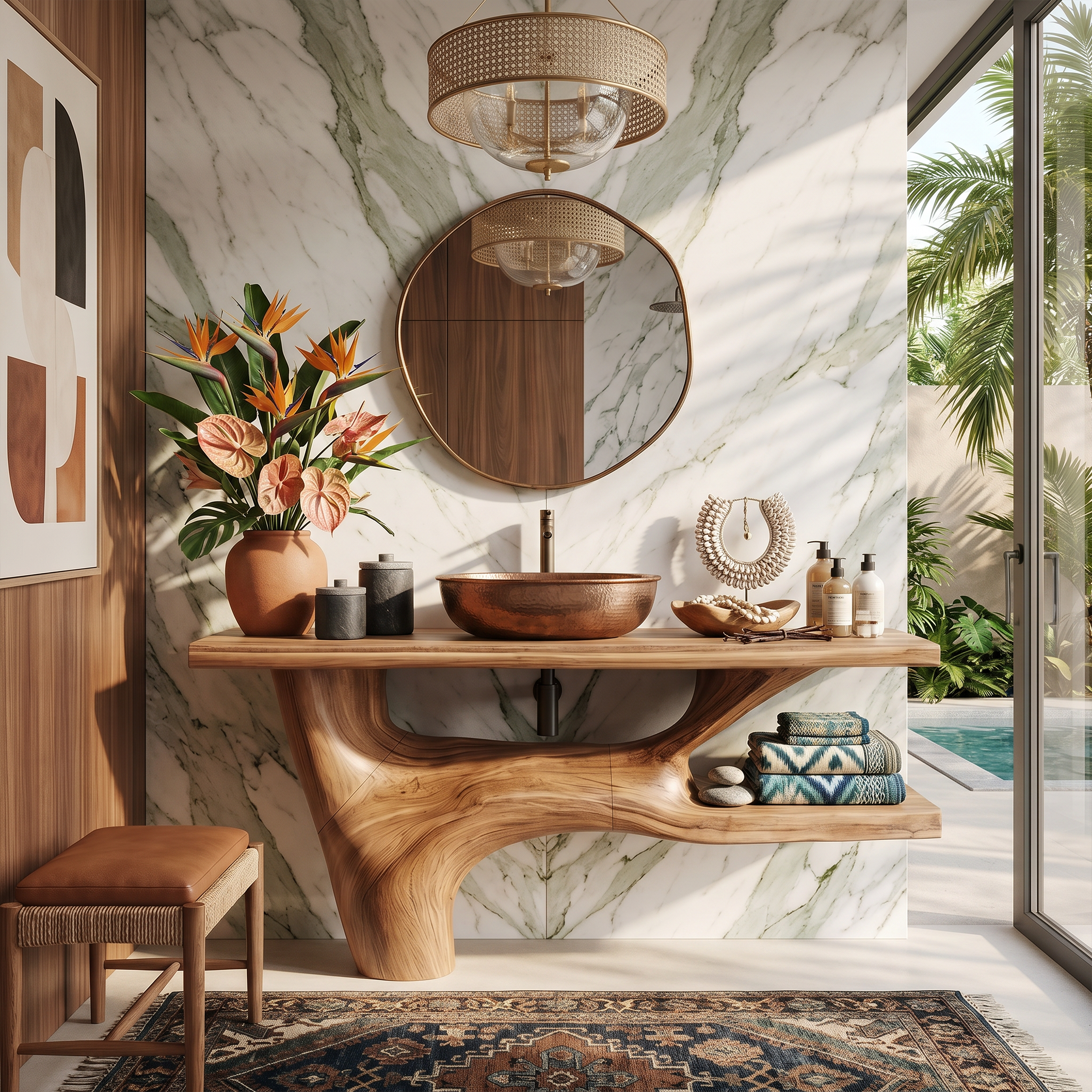 Handcrafted Solid Wood Vanity For Natural Interiors SILDTTRBRV002