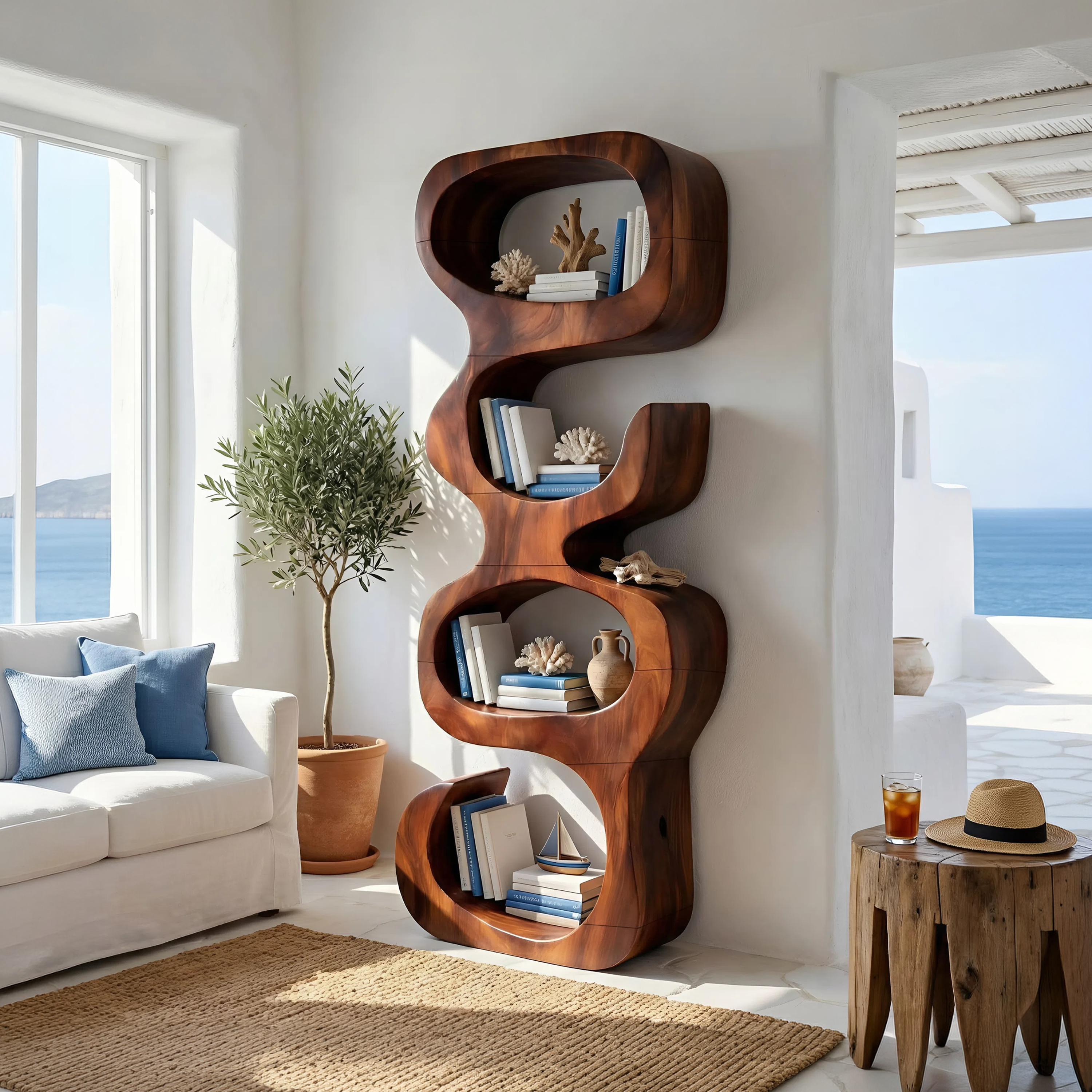 Farmhouse Decorative Bookcase Display Organizer For Living Room SILDTTNBS018