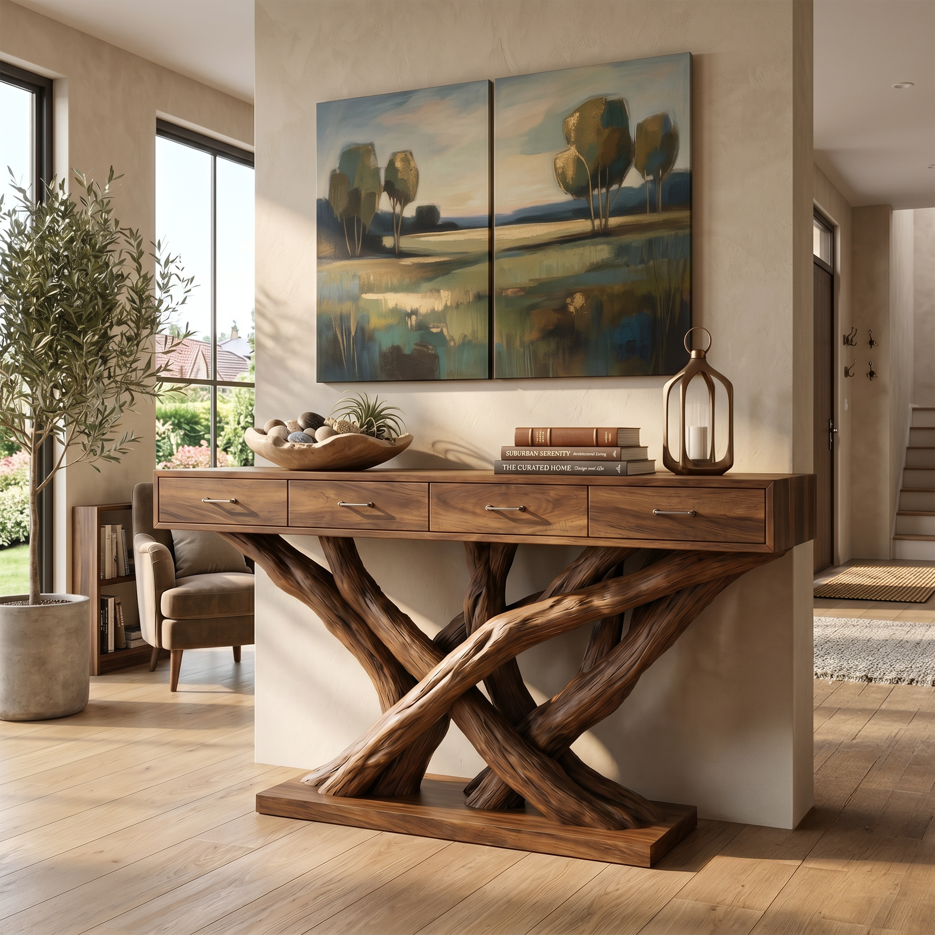 Organic Modern Twisted Root Console Table Luxury Entryway SILDTTRCS086