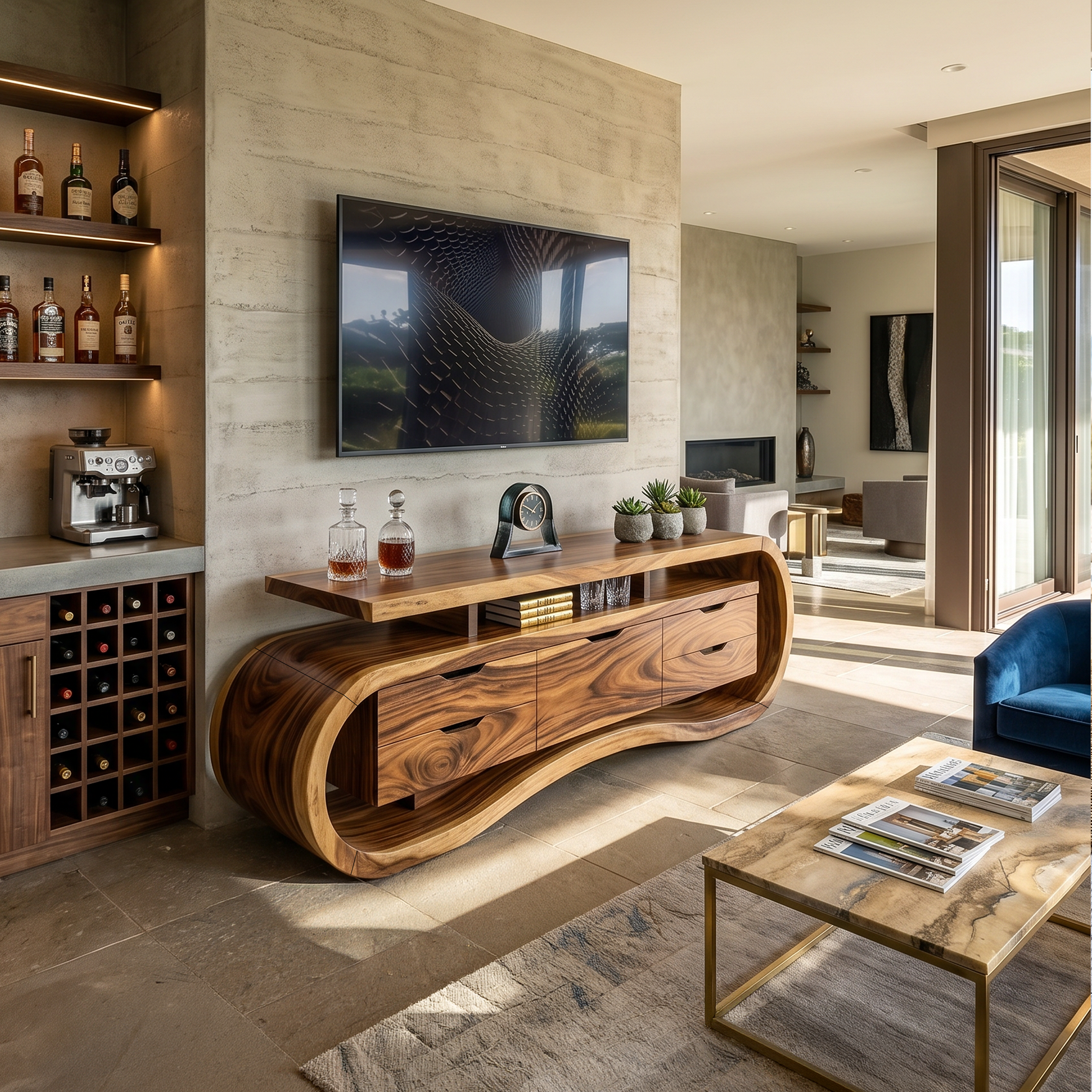 Rustic Mediterranean Media Console For Warm Villa Interior SILDTTRTVC100