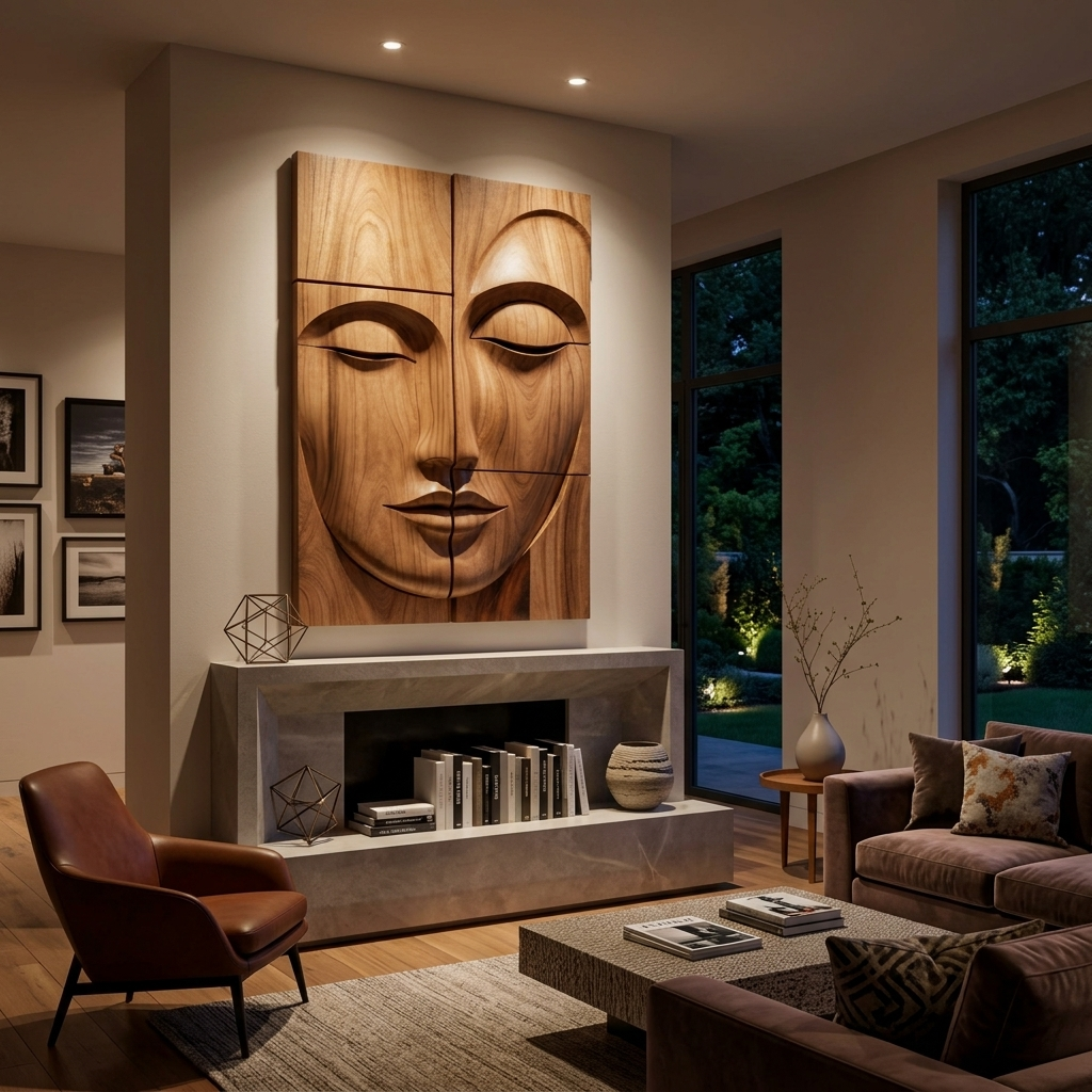 Modern Buddha Face Wall Art For Living Room And Entryway SITHTTWA001