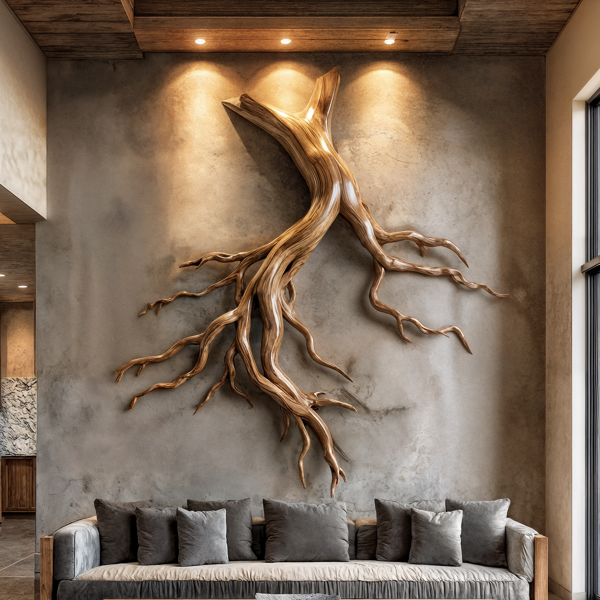 Mid Century Twisted Root Wall Sculpture Living Room SINLKIWD059