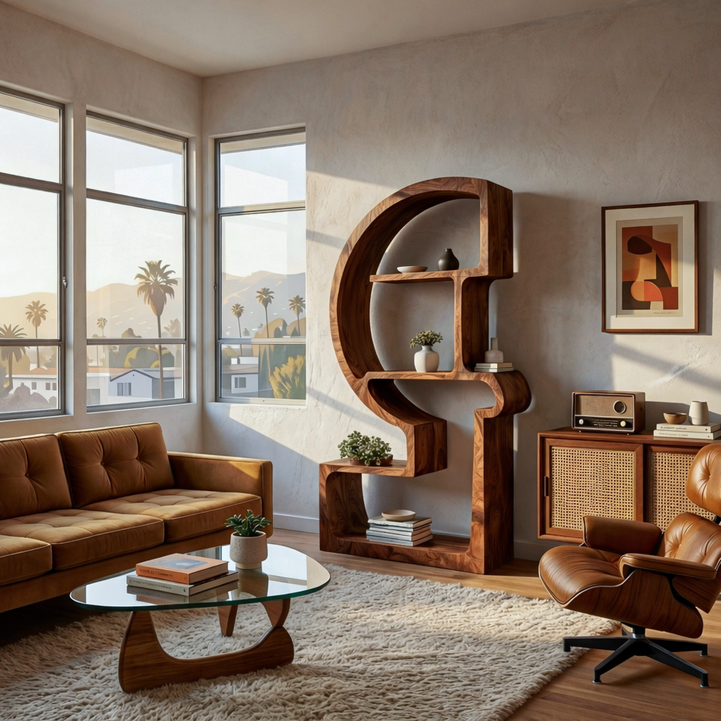 Artistic Wooden Bookshelf With Unique Curved Structure For Home RTTHTTBS127