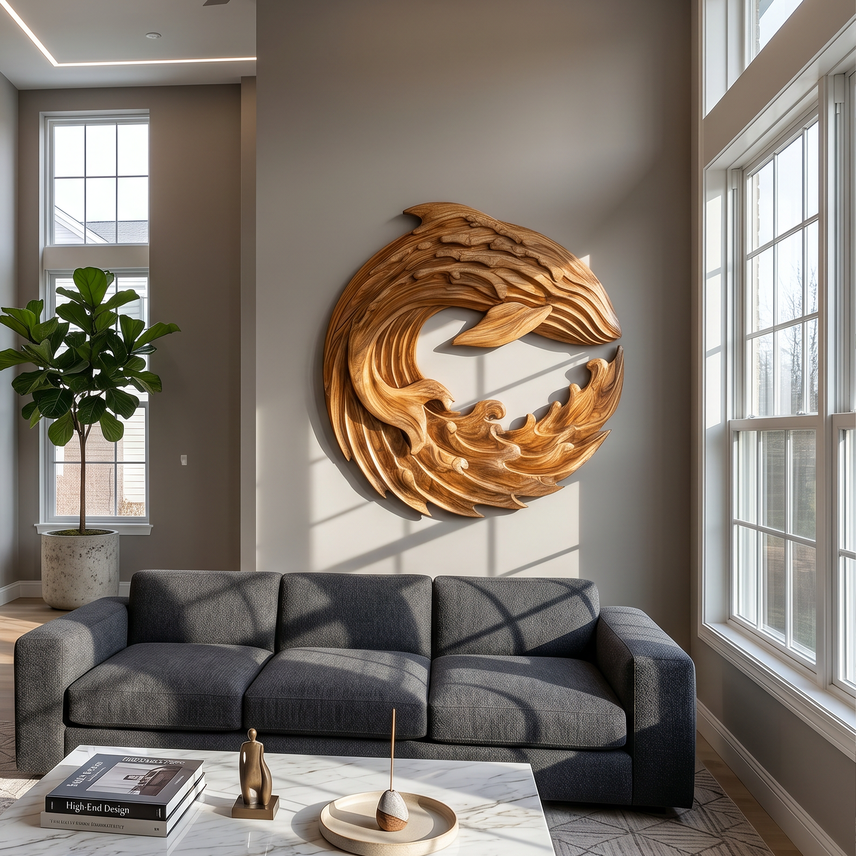 Contemporary Ocean Wave Wood Wall Art For Luxury Living Room Decor SILDTTRWA077