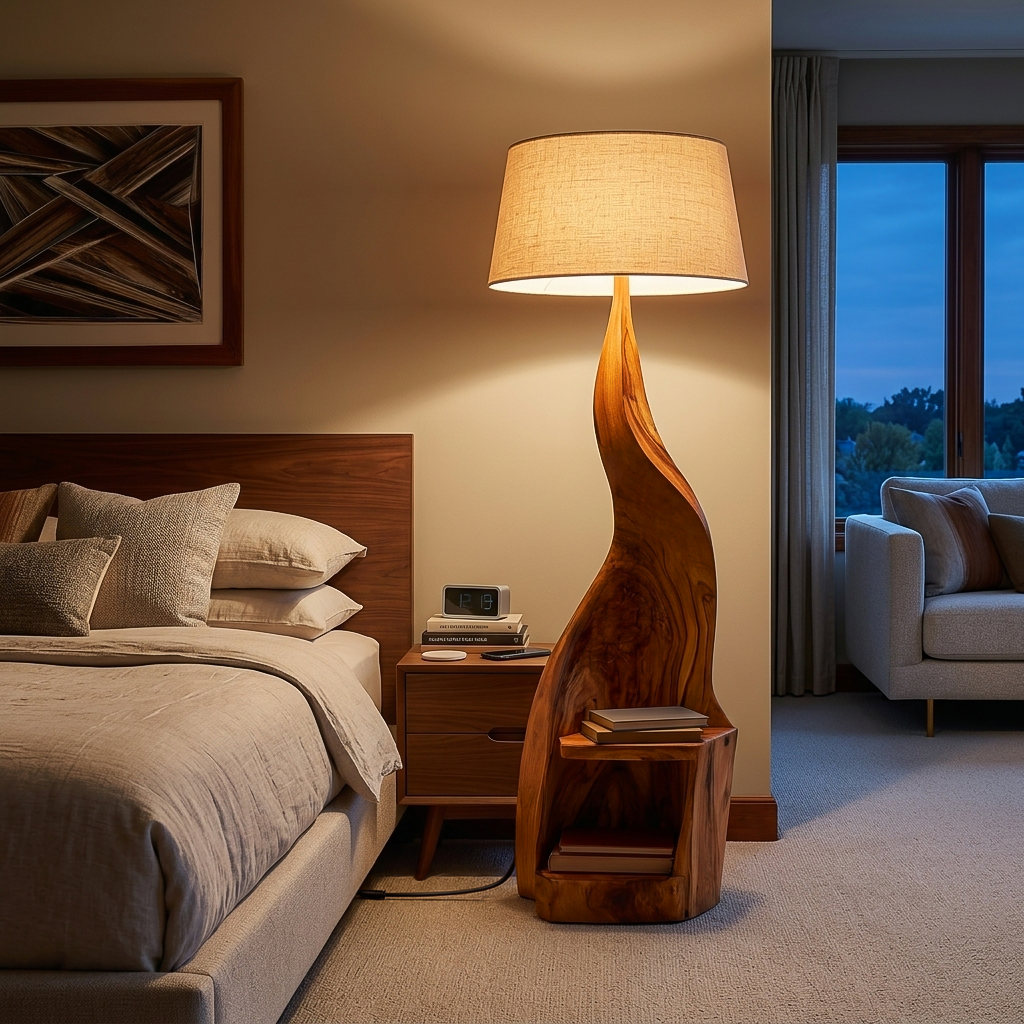 Modern Wooden Floor Lamp With Shelf For Reading Nook RTTHTTLAM042