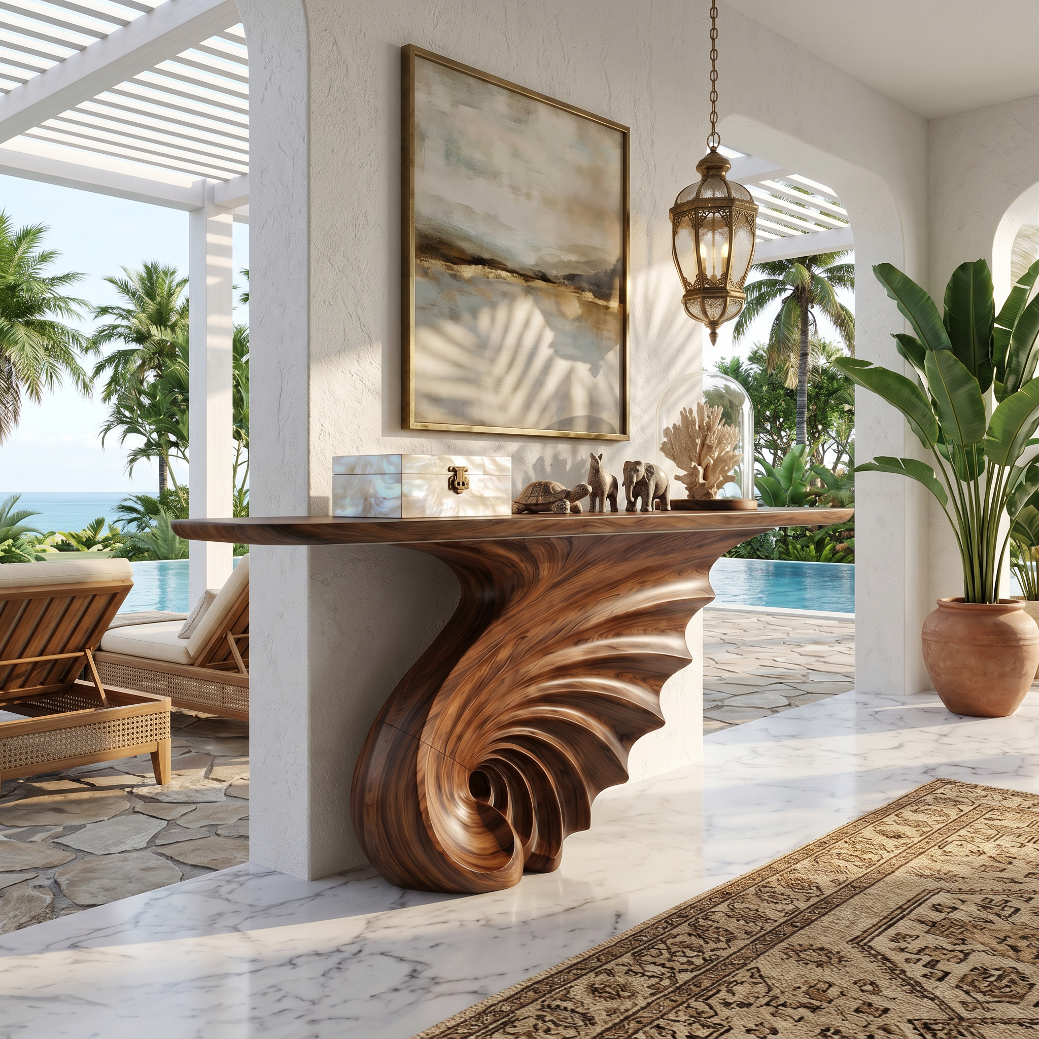 Luxury Spiral Base Console Table Contemporary Villa SILDTTRCS075
