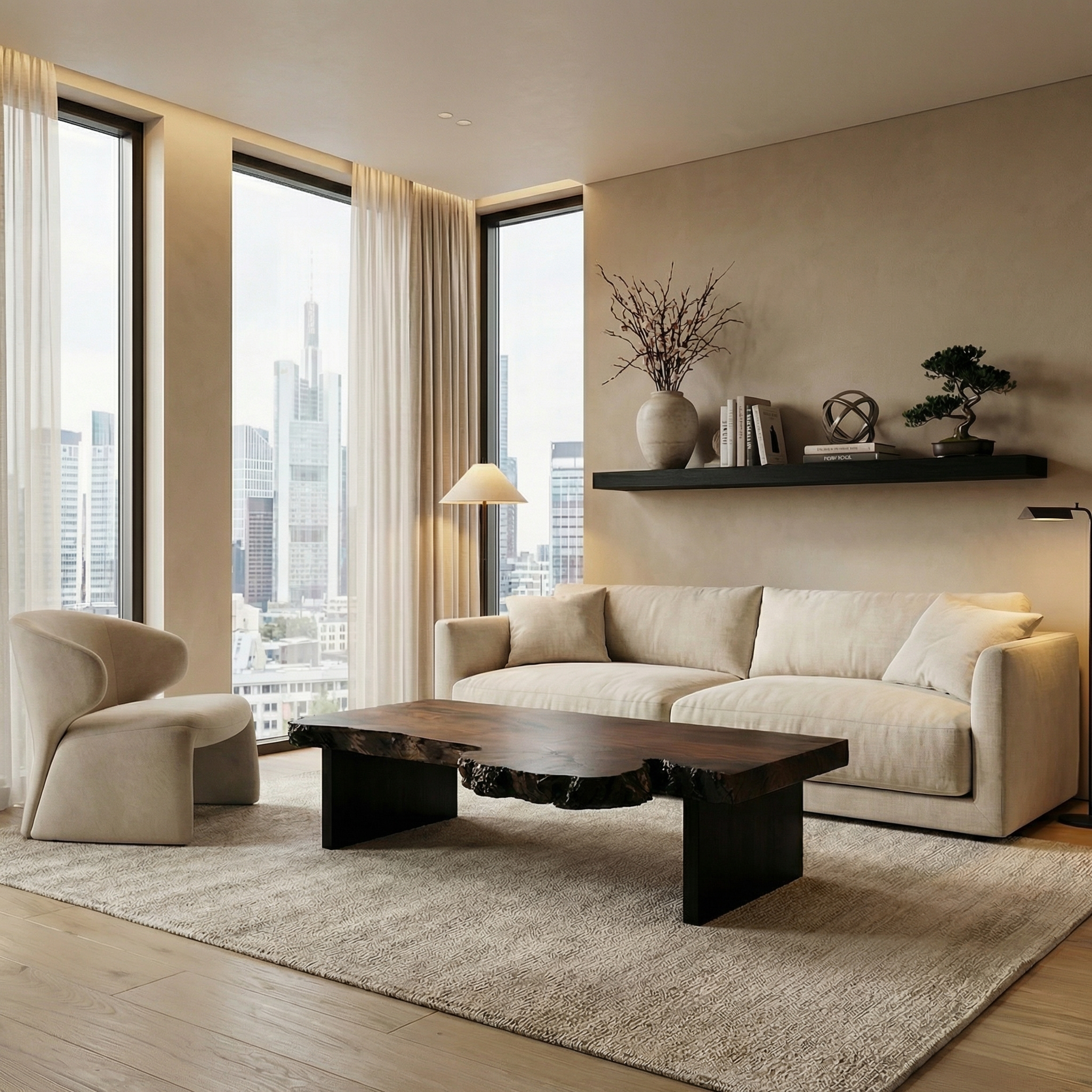 Modern Rustic Solid Wood Coffee Table For Living Room SINLSACF349