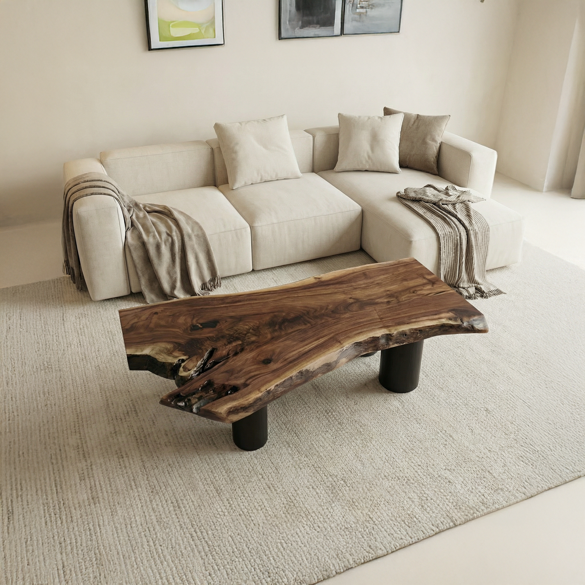 Organic Rustic Wood Coffee Table For Living Room SINLSACF350