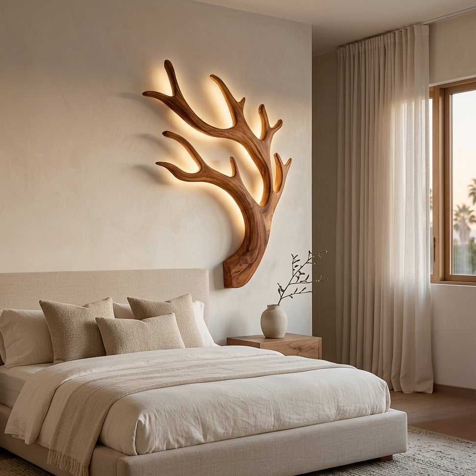Artistic Wooden Wall Light For Quiet Luxury Interior RTTHHNLAM087