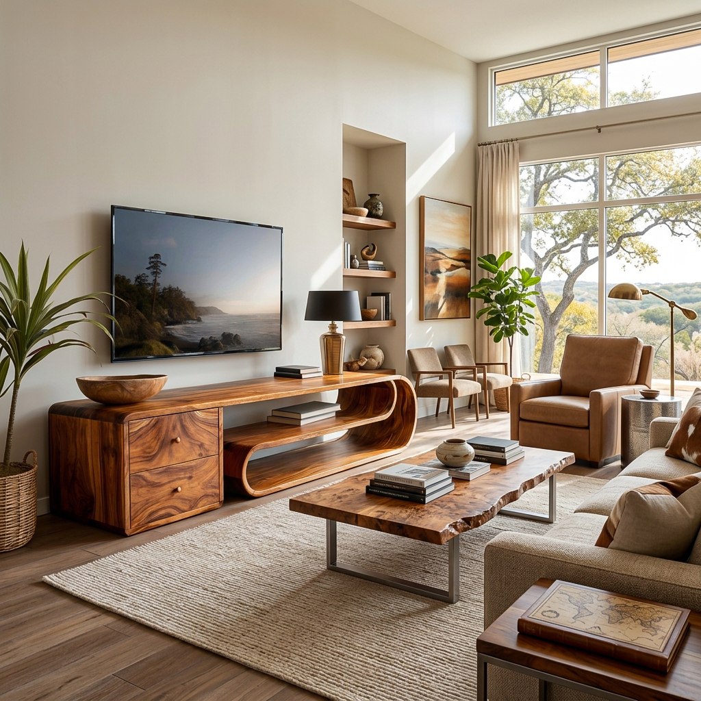 Wooden TV Console With Drawers For Living Room Setup RTTHTTTVC078