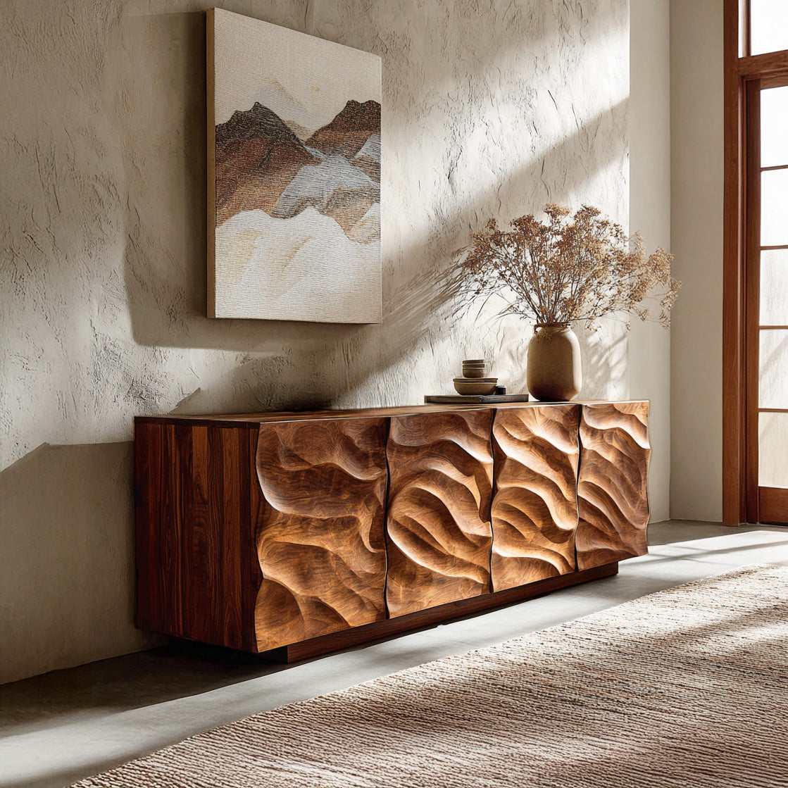Artistic Carved Wooden Cabinet For Luxury Living Room RTTHHNSD043