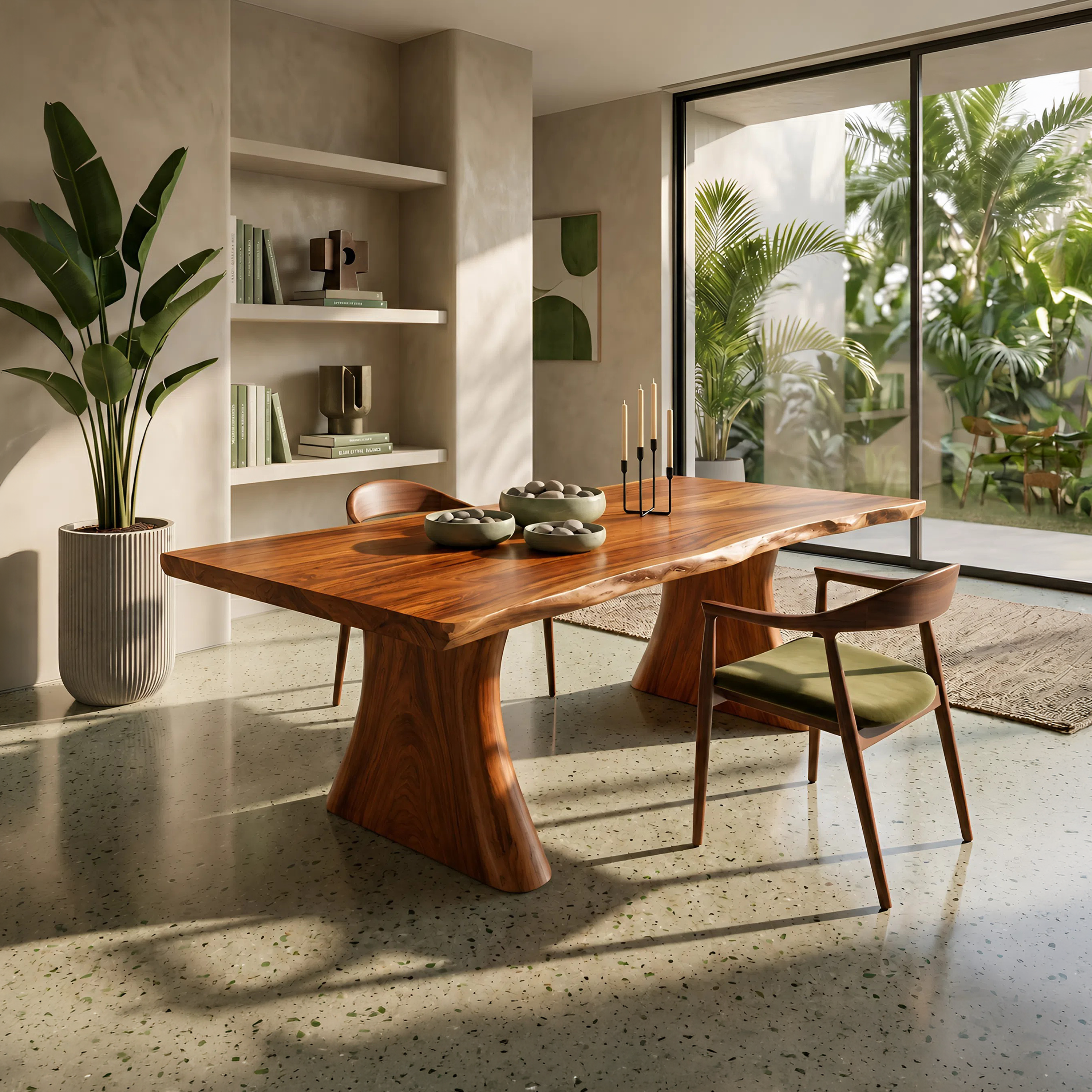 Mid Century Thick Top Dining Table For Contemporary Dining SILDTTNDN028