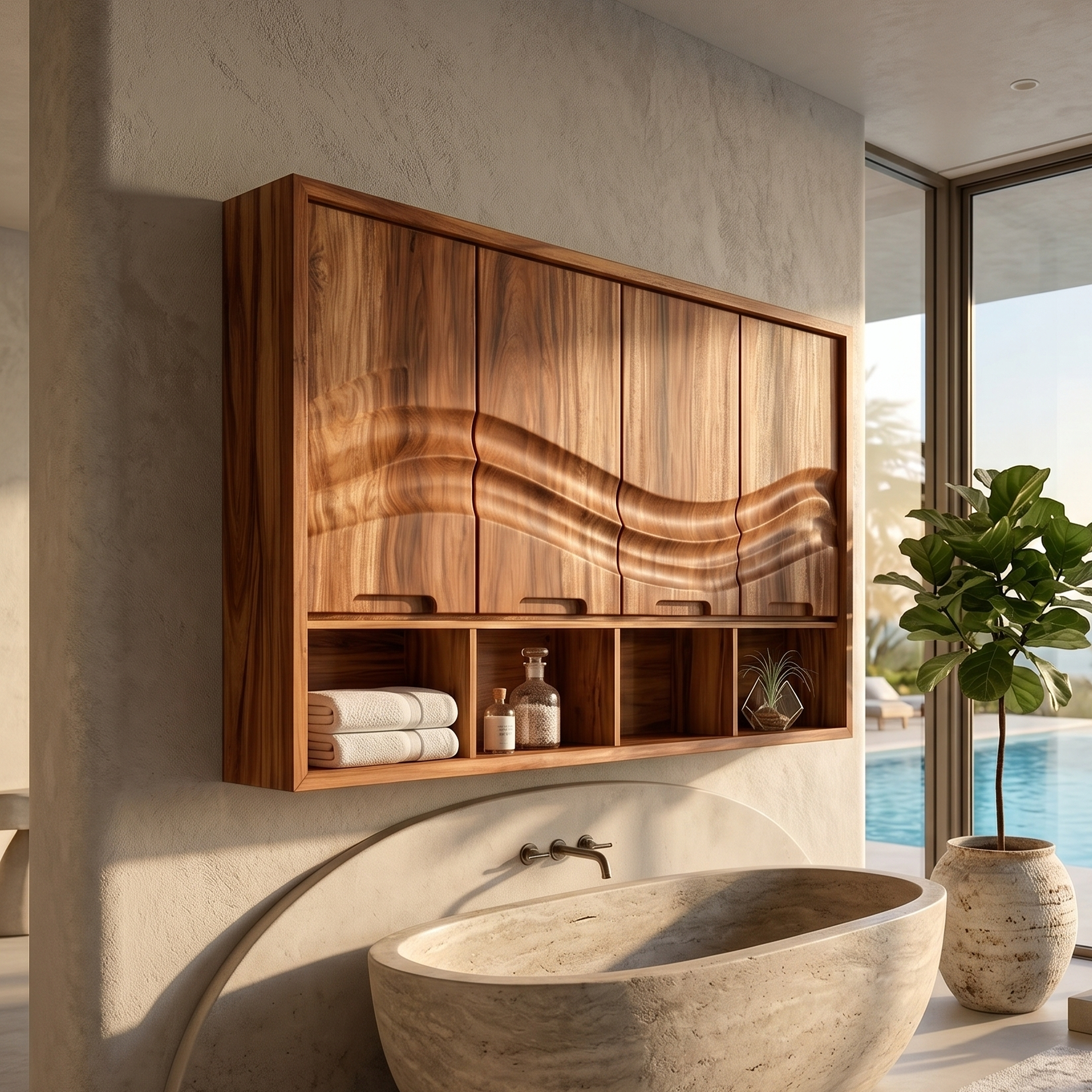Coastal Wave Front Bathroom Cabinet Beach Bathroom SILDTTRBRC007