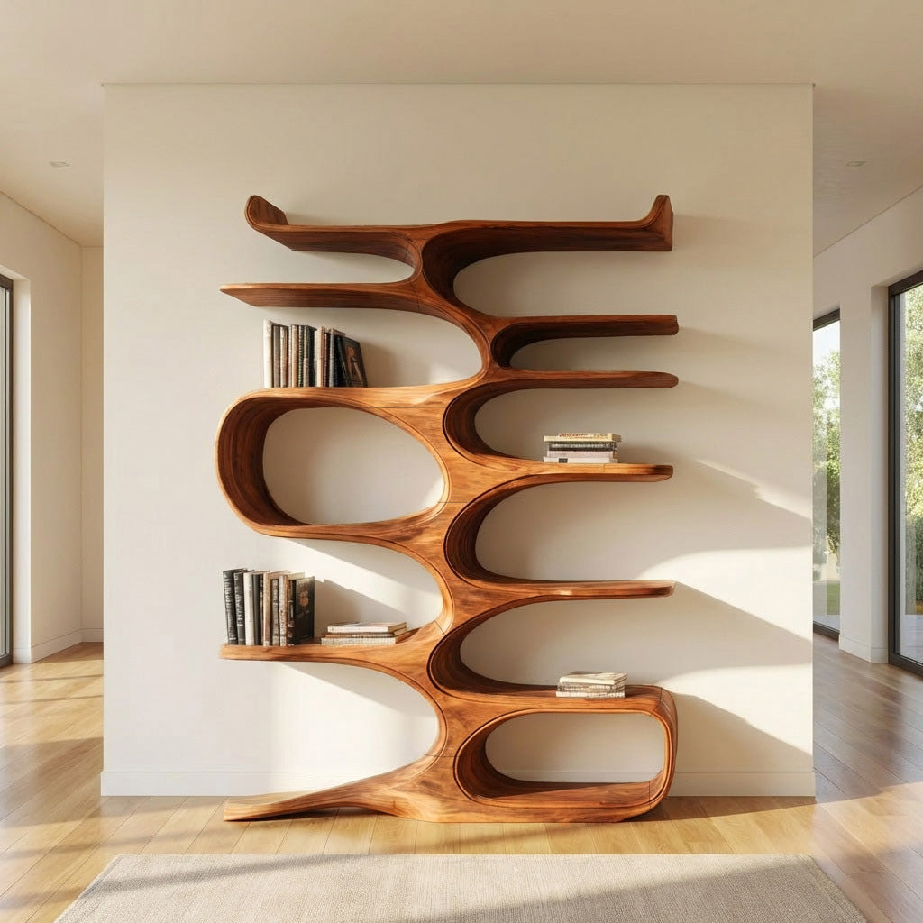 Mid Century Natural Wood Bookshelf For Living Room Furniture RTTHHNBS152