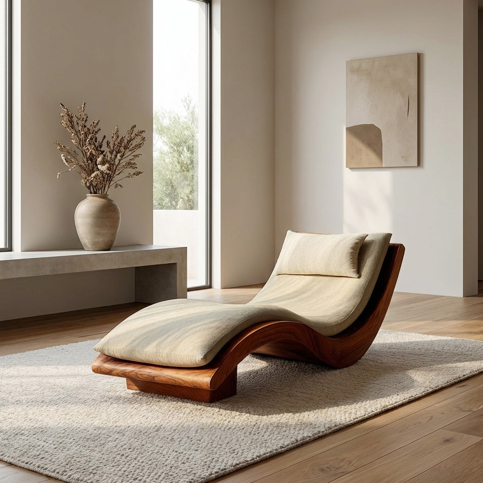 Minimalist Natural Wood Lounge Chair For Bedroom Decor RTTHHNSFA032