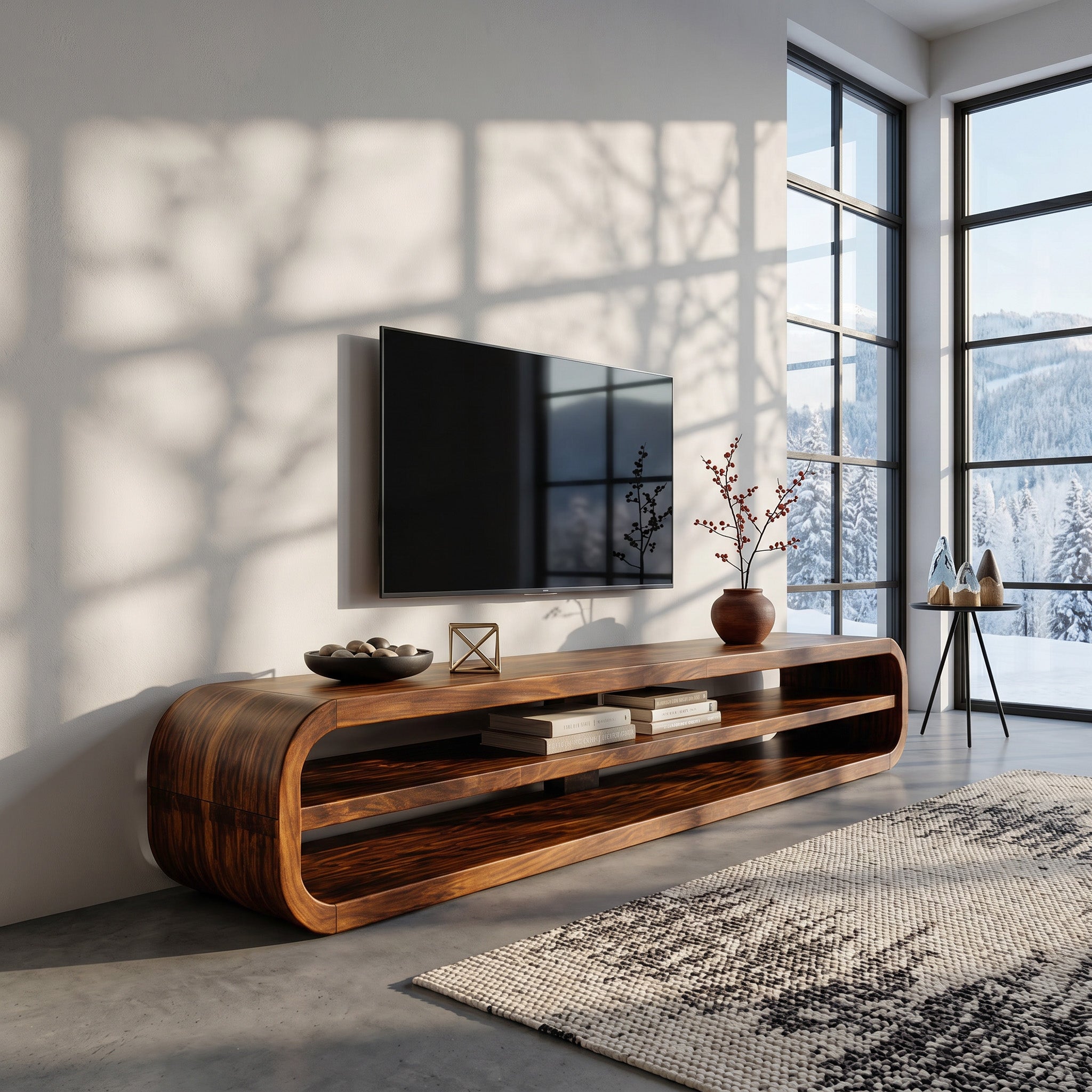 Contemporary Wooden TV Console With Open Storage For Living Room RTTHHNTVC109
