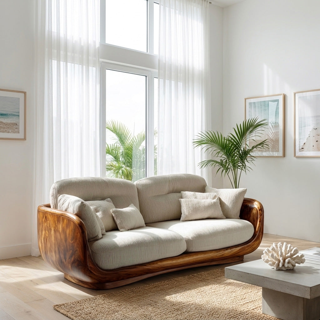 Organic Wooden Sofa With Rounded Edges For Living Room RTTHHNSFA043