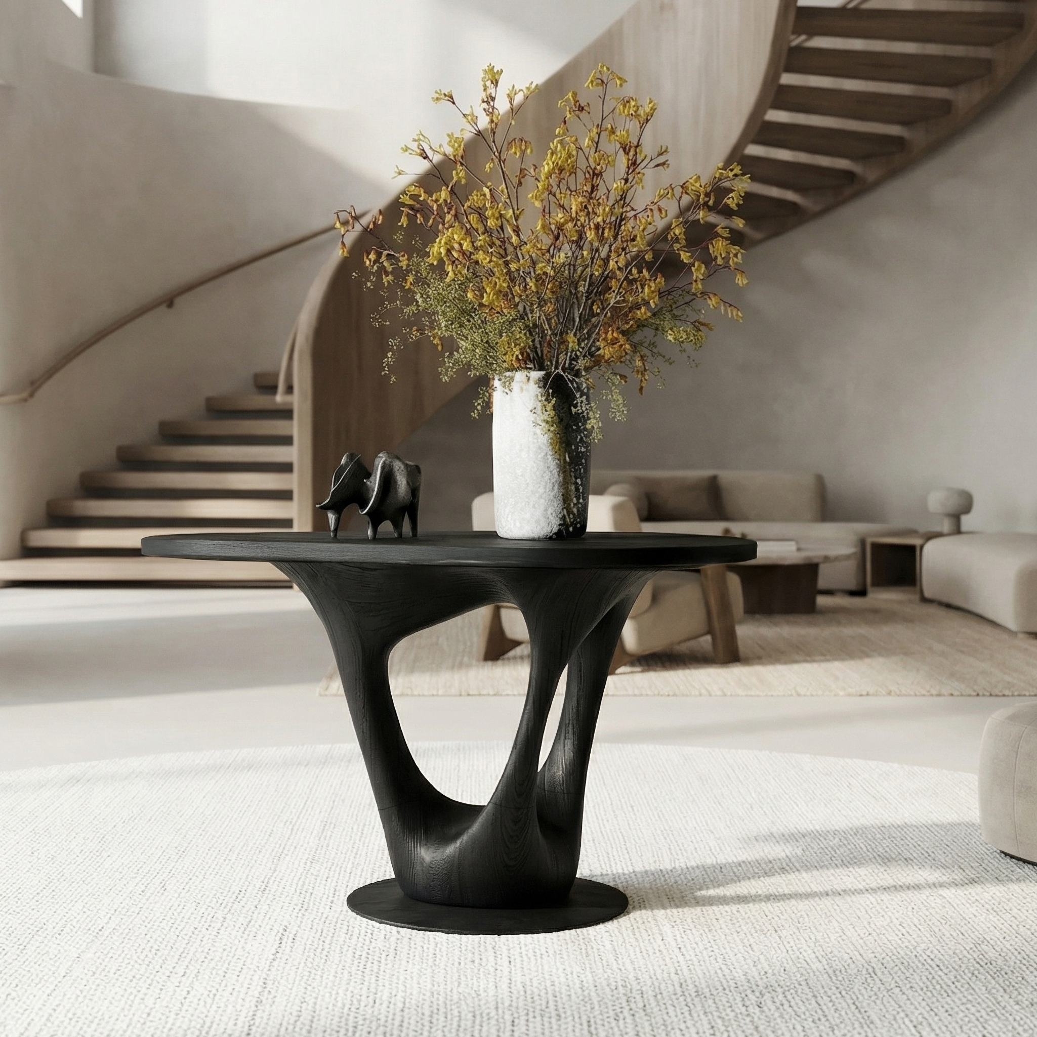Sculptural Contemporary Entryway Foyer Table For Entryway Home Decor SINLSAFT001