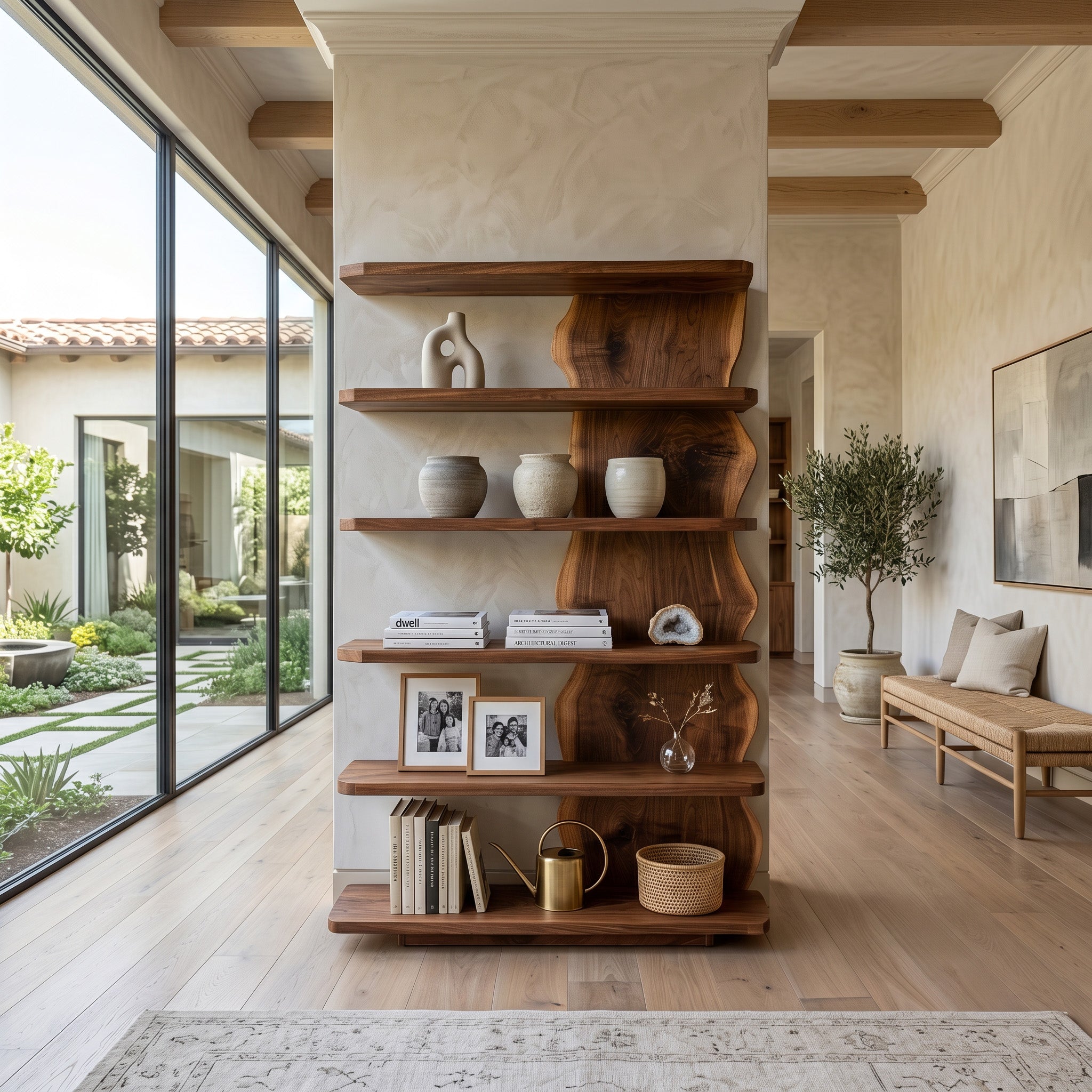 Scandinavian Natural Wood Standing Shelf For Corner Space RTTHHNSS021