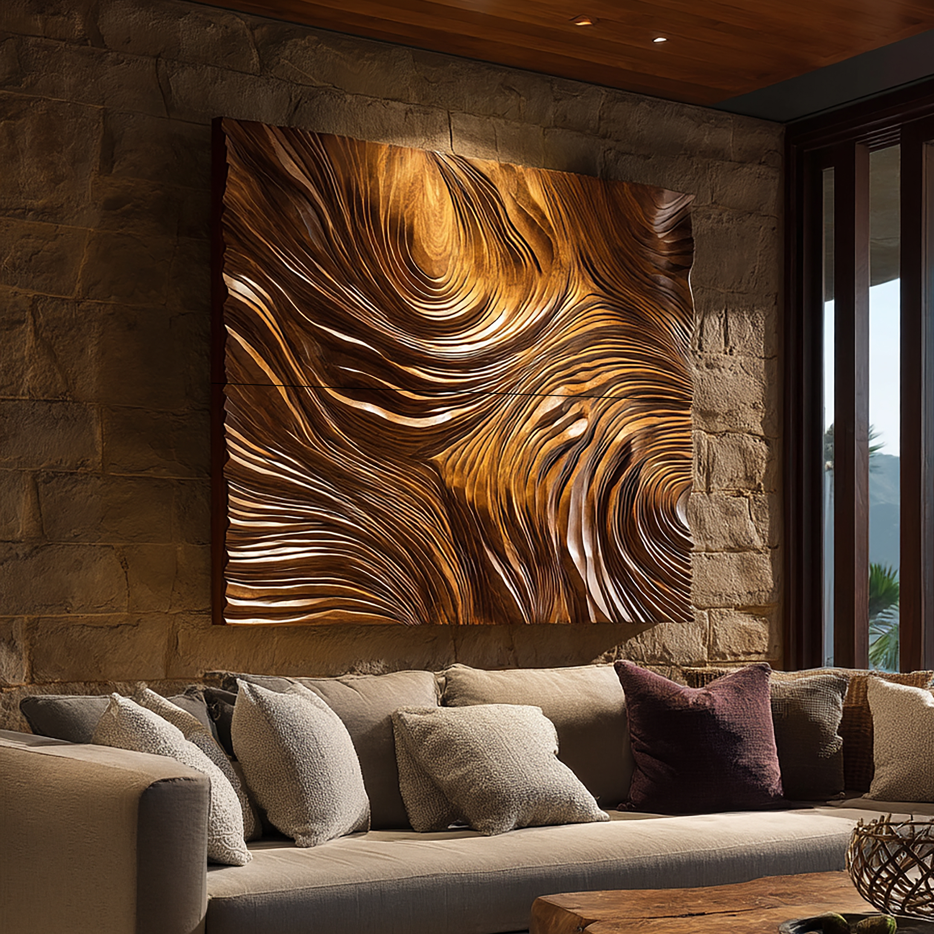 Rustic Abstract Wood Wall Art For Warm Living Room Decor SILDTTRWA061