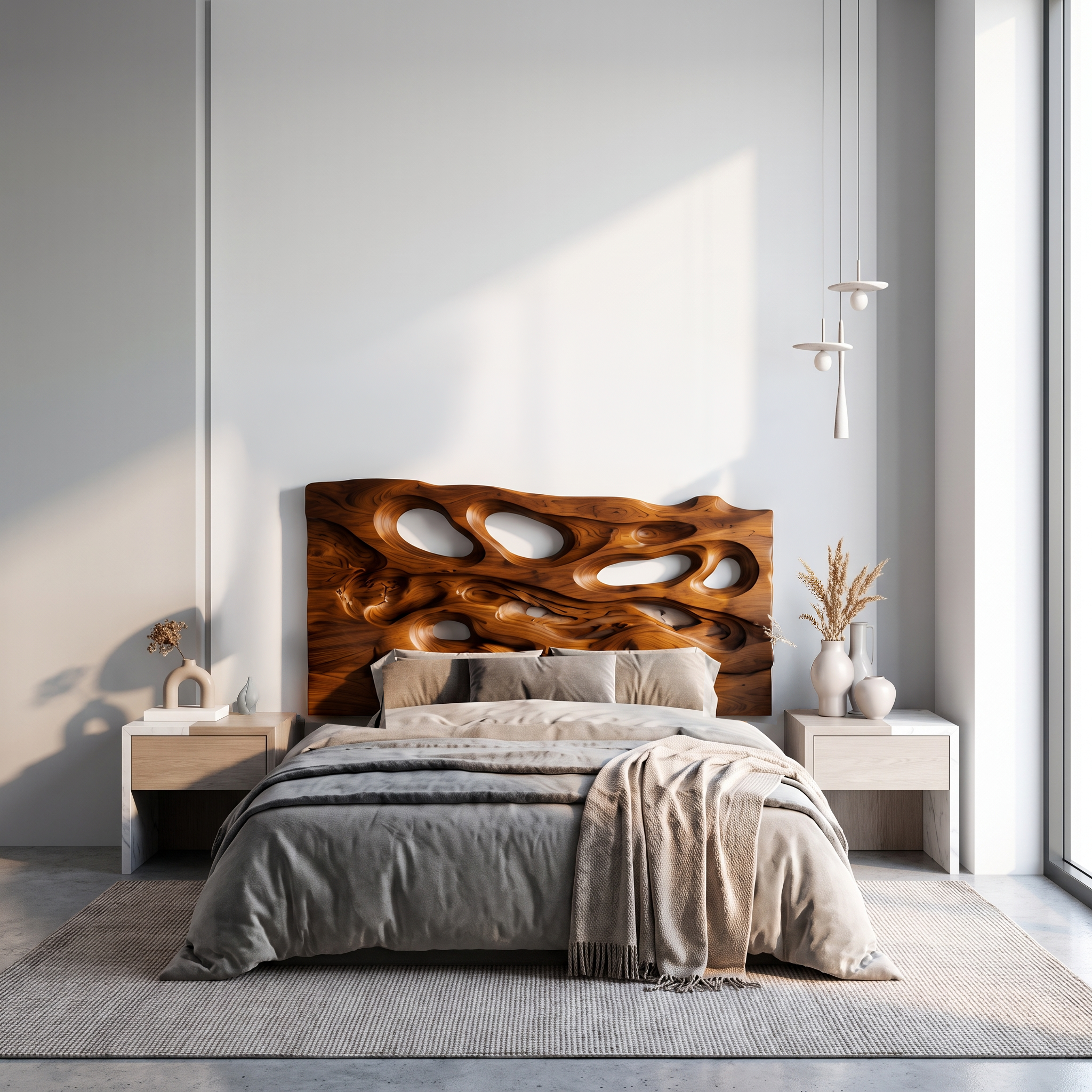 Contemporary Cutout Headboard Wooden Bed Headboard For Bedroom SINLSAHB052