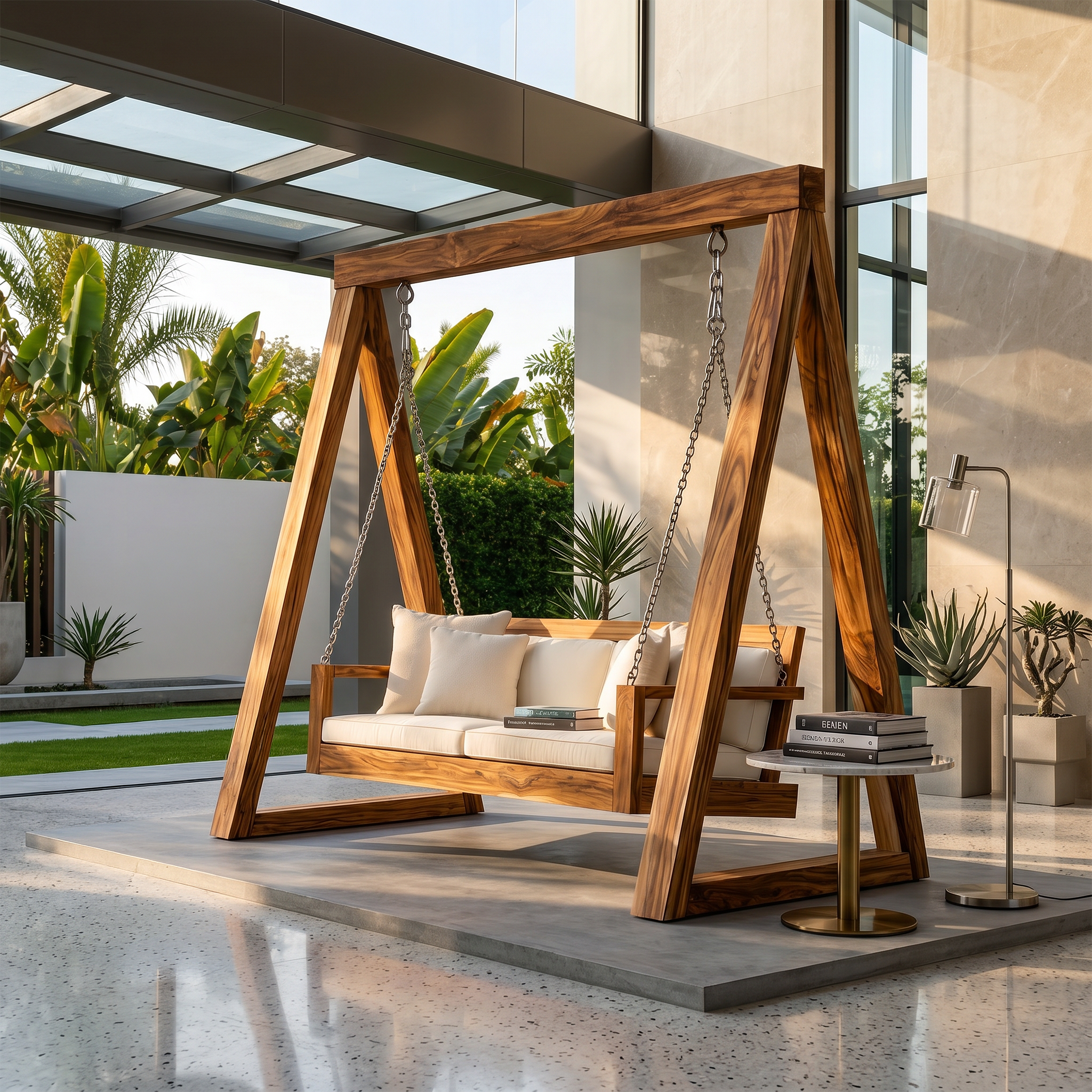 Freestanding Wooden Garden Swing Luxury Outdoor Living SILDTTRSWI009