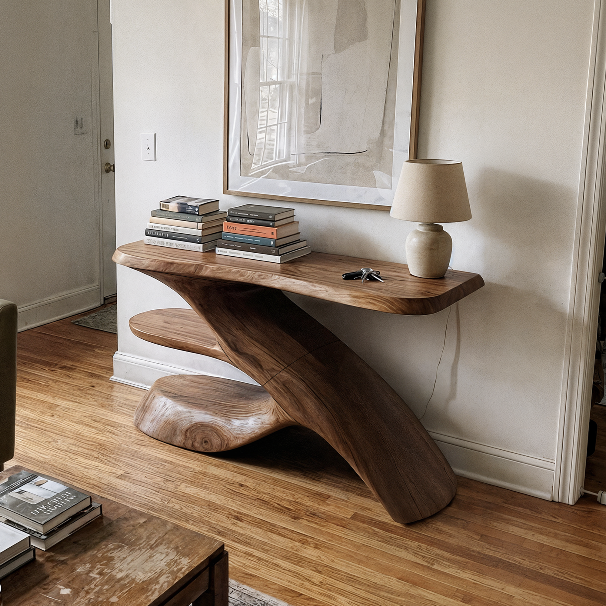 Rustic Console Table Natural Wood Entryway Living Room SINLKICS536