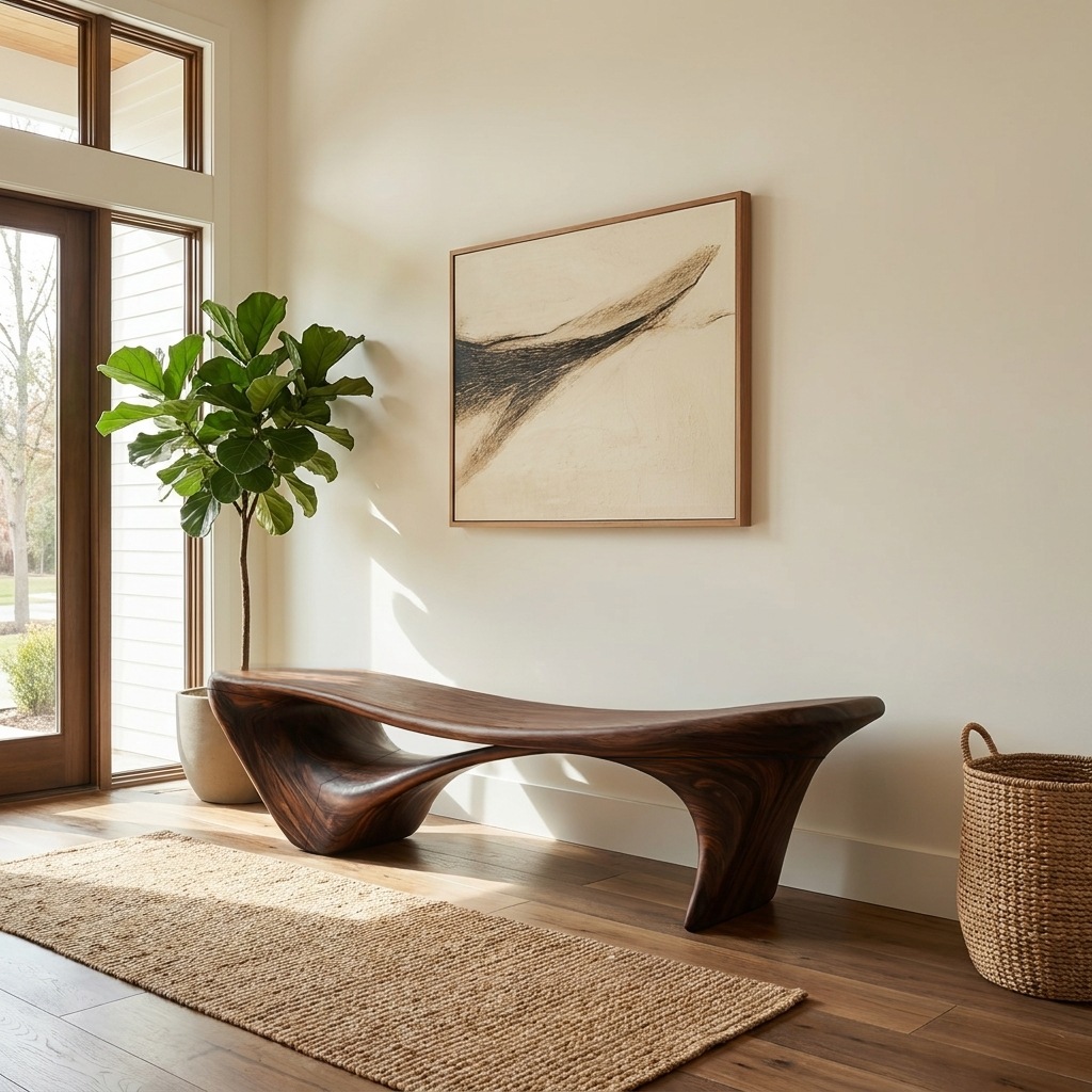 Modern Sculptural Bench For Entryway Or Living Room SITHTTCHR060