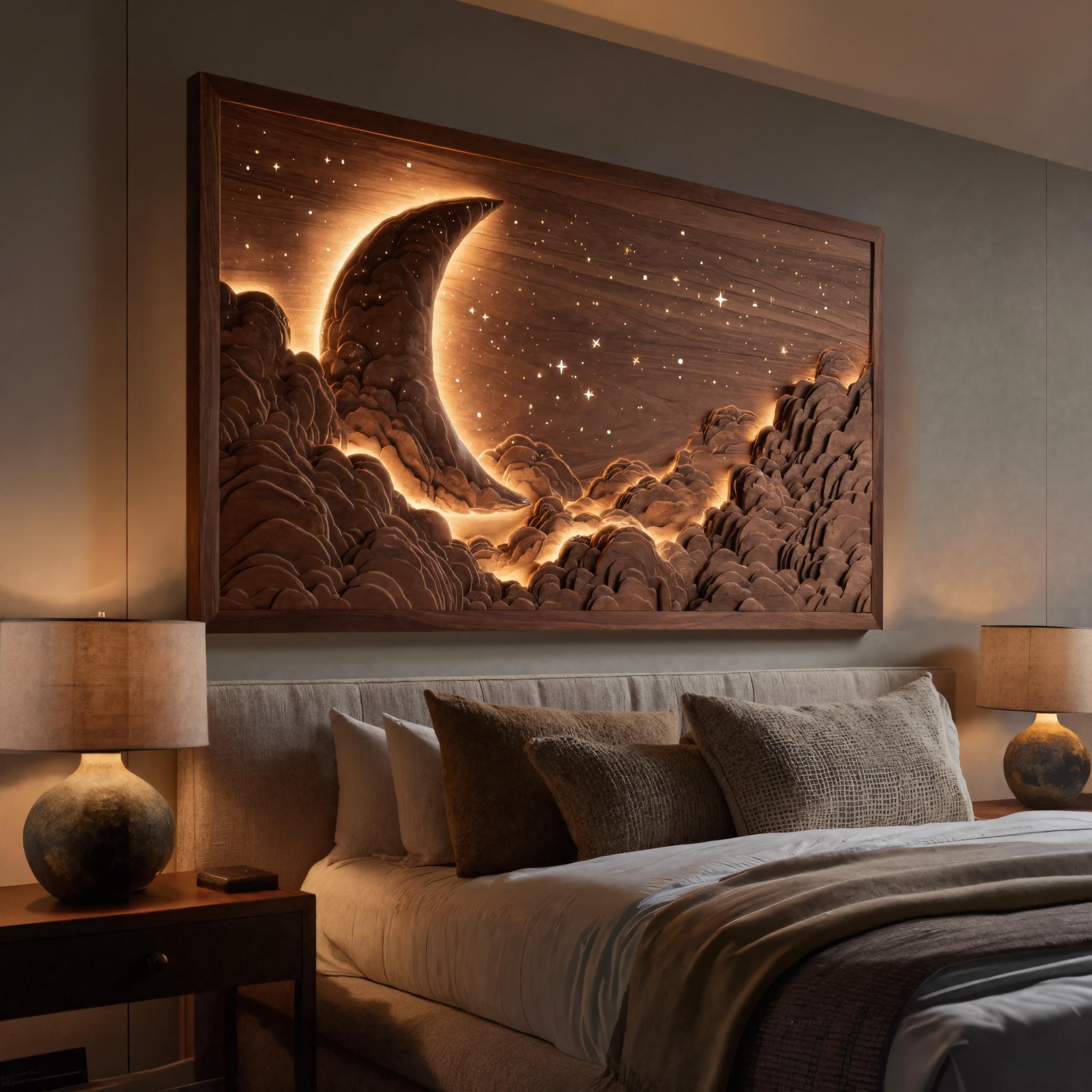 Handcrafted Moon Stars Wall Art For Bedroom Or Living Room SITHHNWA016