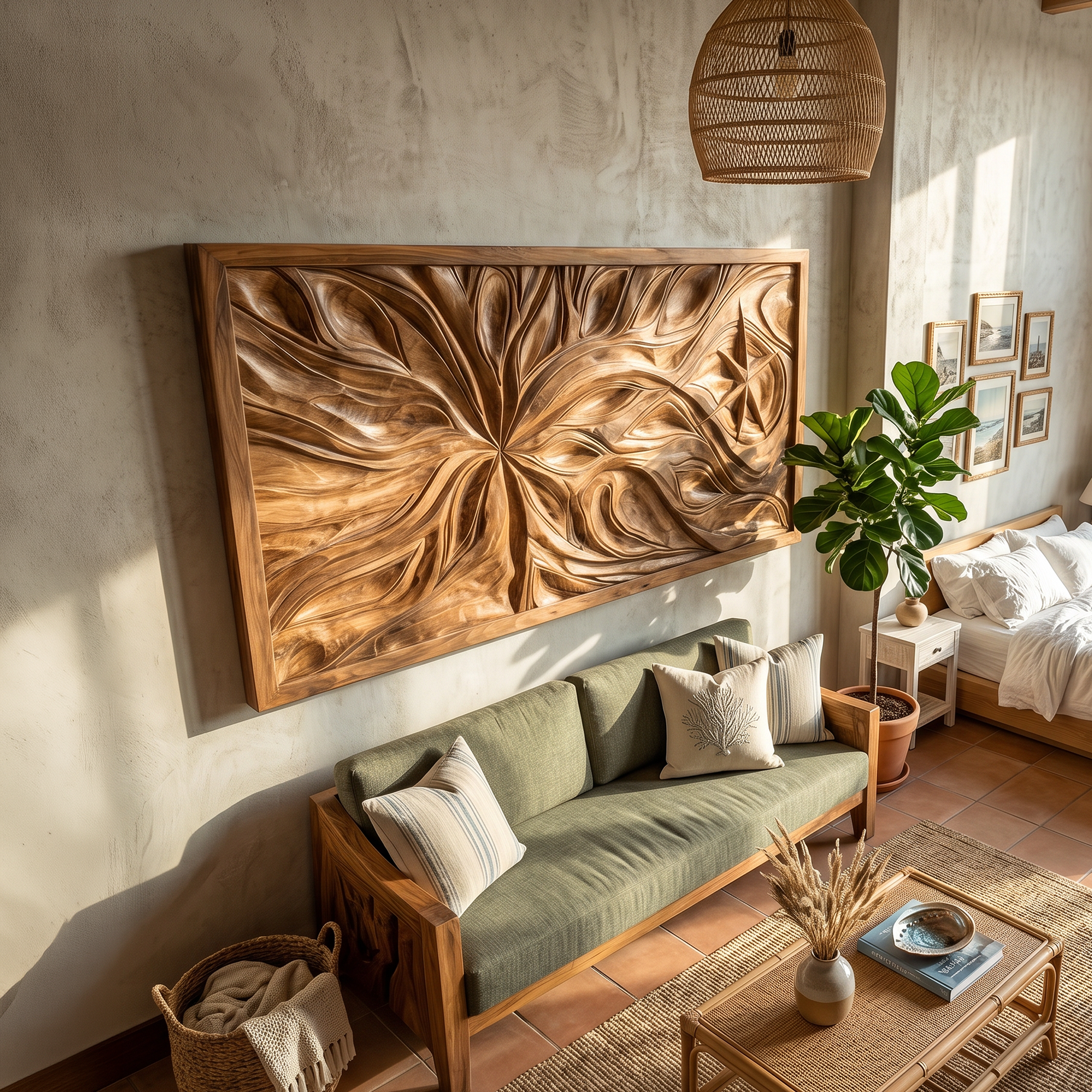 Boho Abstract Floral Wood Wall Art Coastal Bedroom Interior Decor SILDTTRWA112