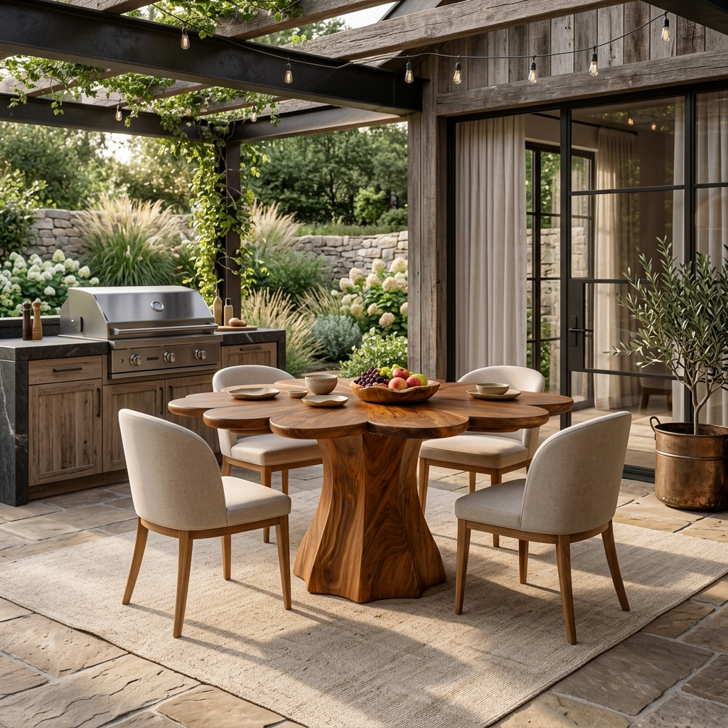 Modern Wooden Dining Table With Petal Top For Dining Area RTTHTTDN049