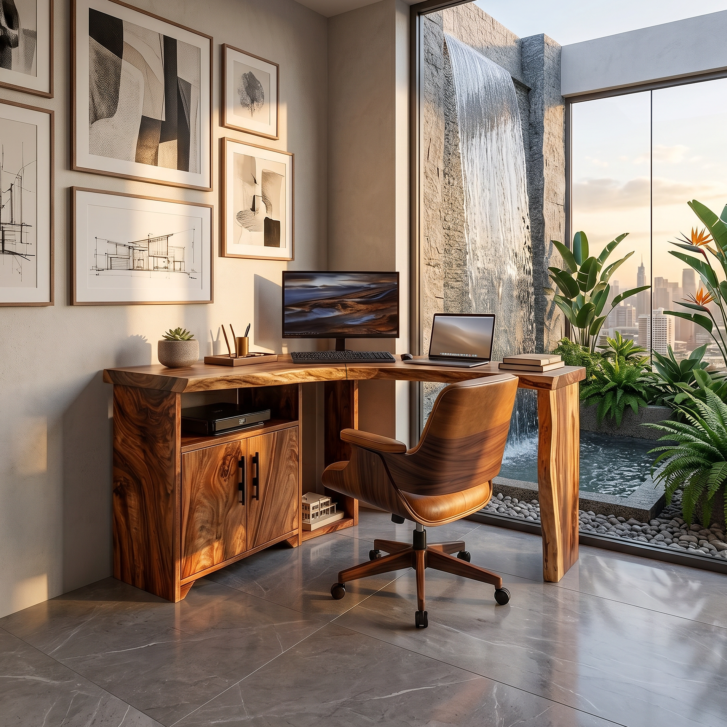 Modern Corner Desk With Cabinet Storage For Creative Home Office SILDTTRDE010